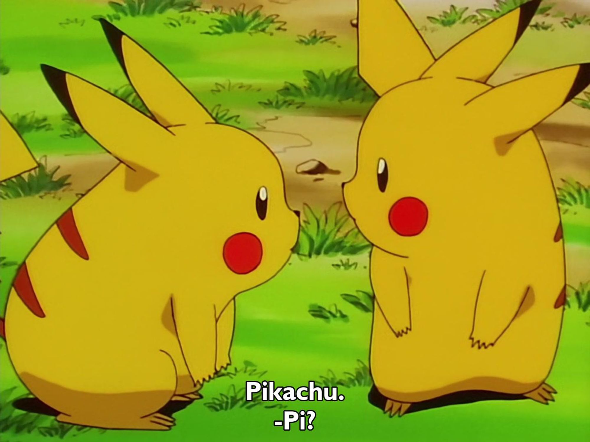 Pokemon - Season 1 Episode 37 - Ditto's Mysterious Mansion
Frame 2139/2351
Caption: Pikachu.
-Pi?

Timestamp: 00:19:03