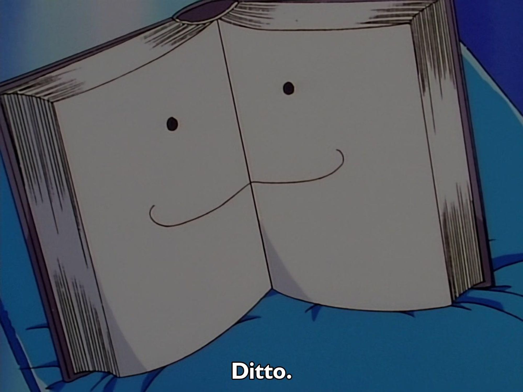 Pokemon - Season 1 Episode 37 - Ditto's Mysterious Mansion
Frame 1477/2351
Caption: Ditto.

Timestamp: 00:13:32