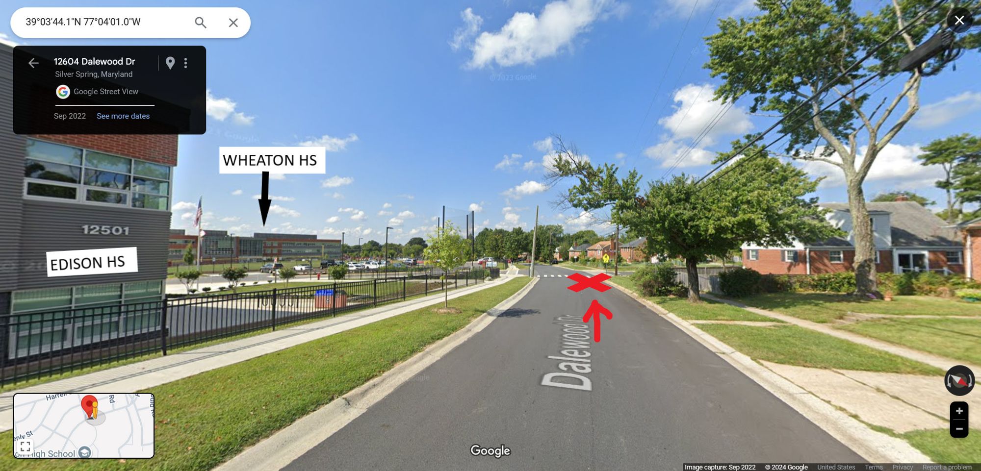 On Mon 9/16/24 7:39 am (MCP3432000N) the driver (31/F) of a 2004 Toyota 4-Runner , going W on Dalewood Dr at Edison HS/Wheaton HS, hit & injured a teenager (16/M) walking to school. Driver: improper passing, inattentive/careless/negligent/erratic driving, reckless/aggressive driving, not at fault.