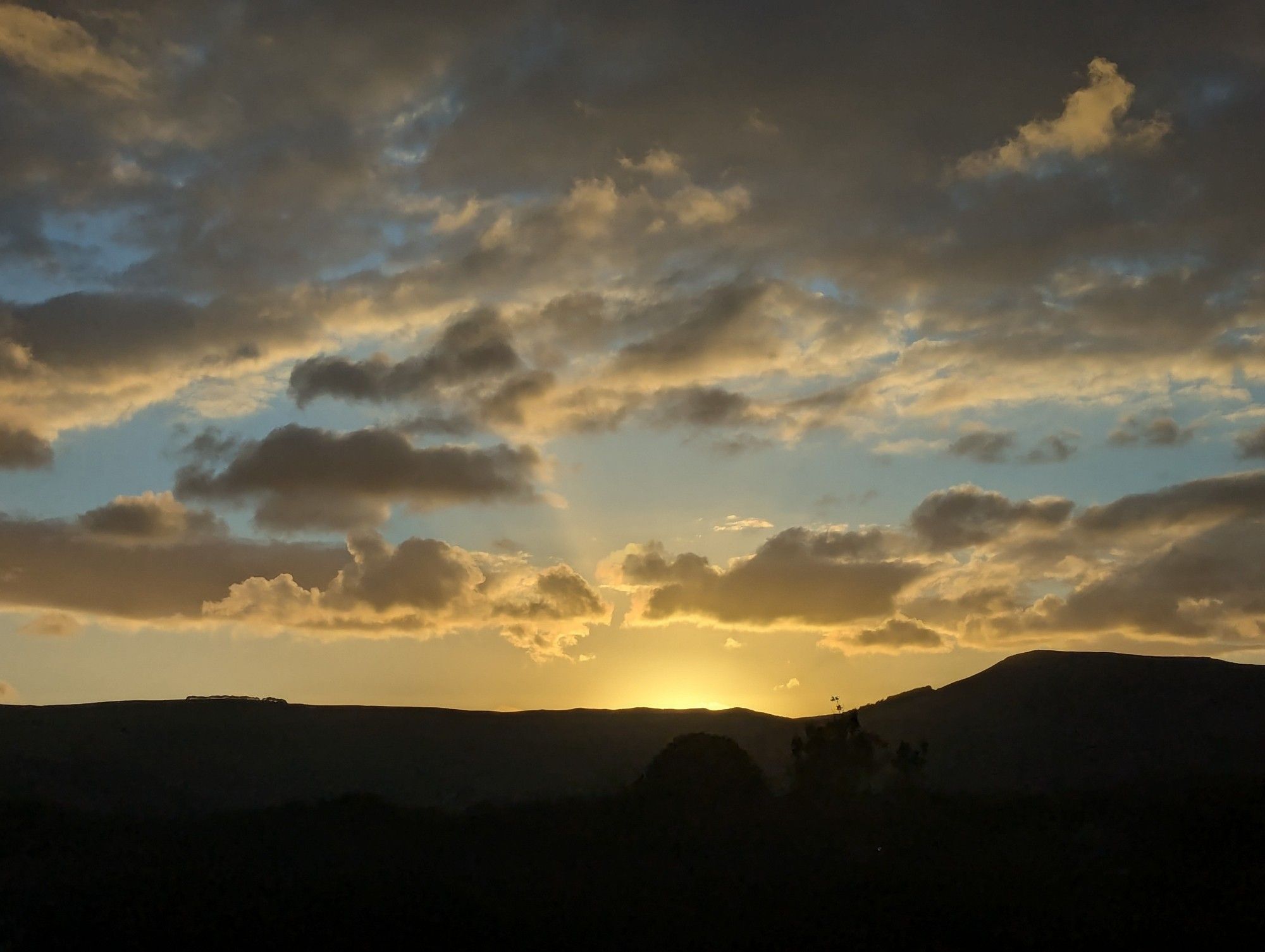 Sunset over the Pennines from the train between Edale and Hathersage.