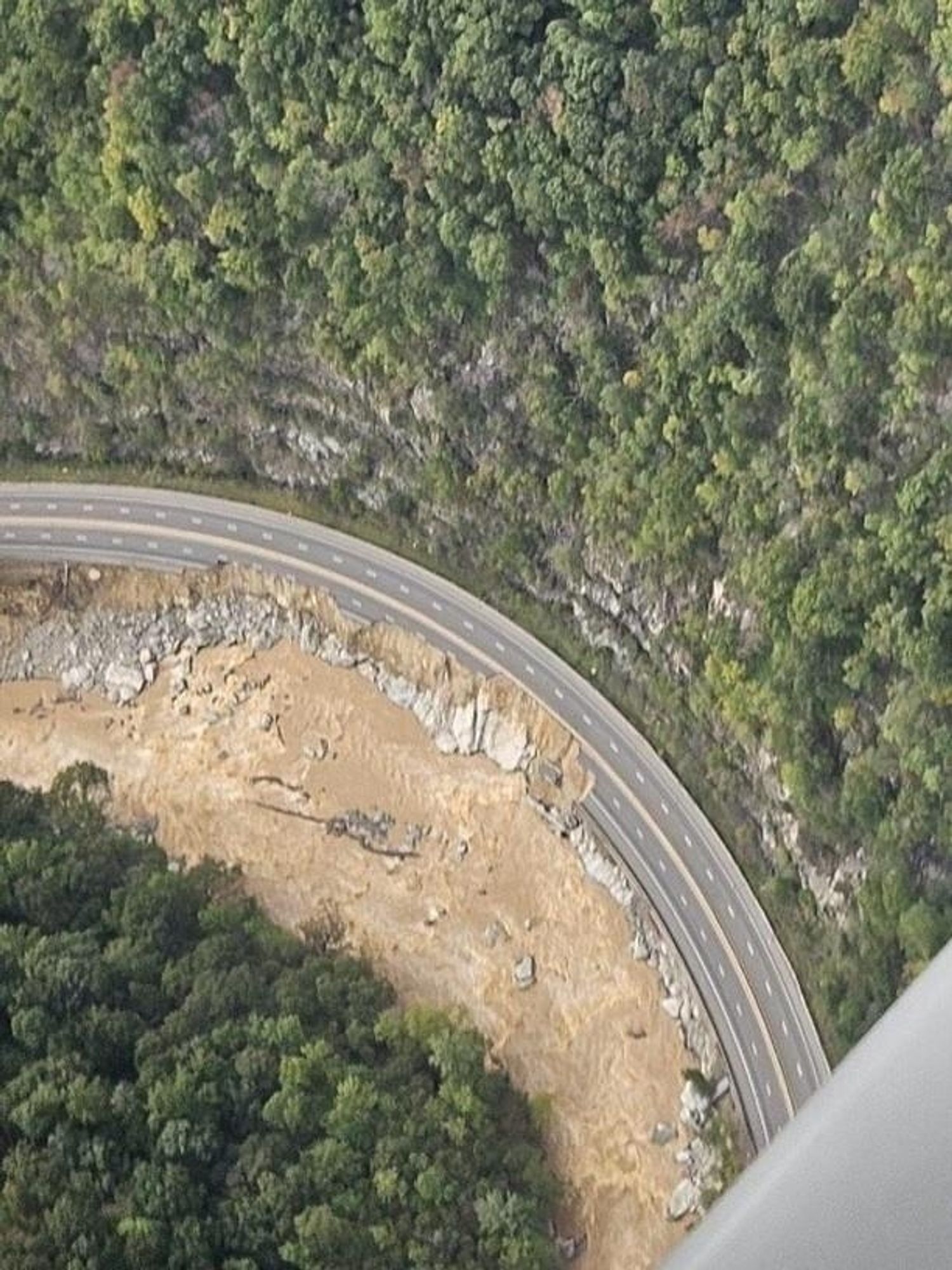 The I-40 going through the mountains. One side of it just disappears.