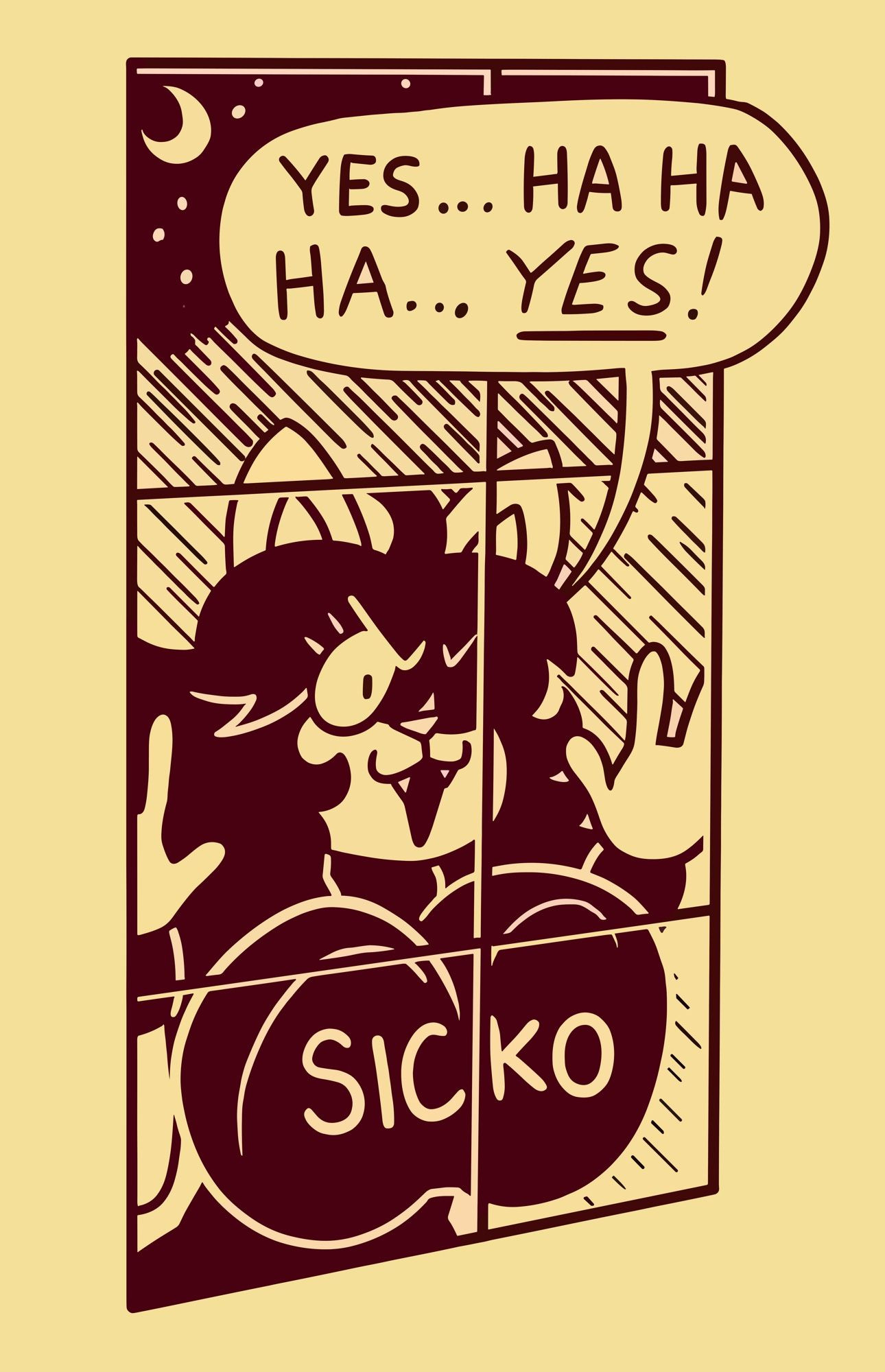 Sicko "yes" meme but with a bigtitty cat girl pressed against the window