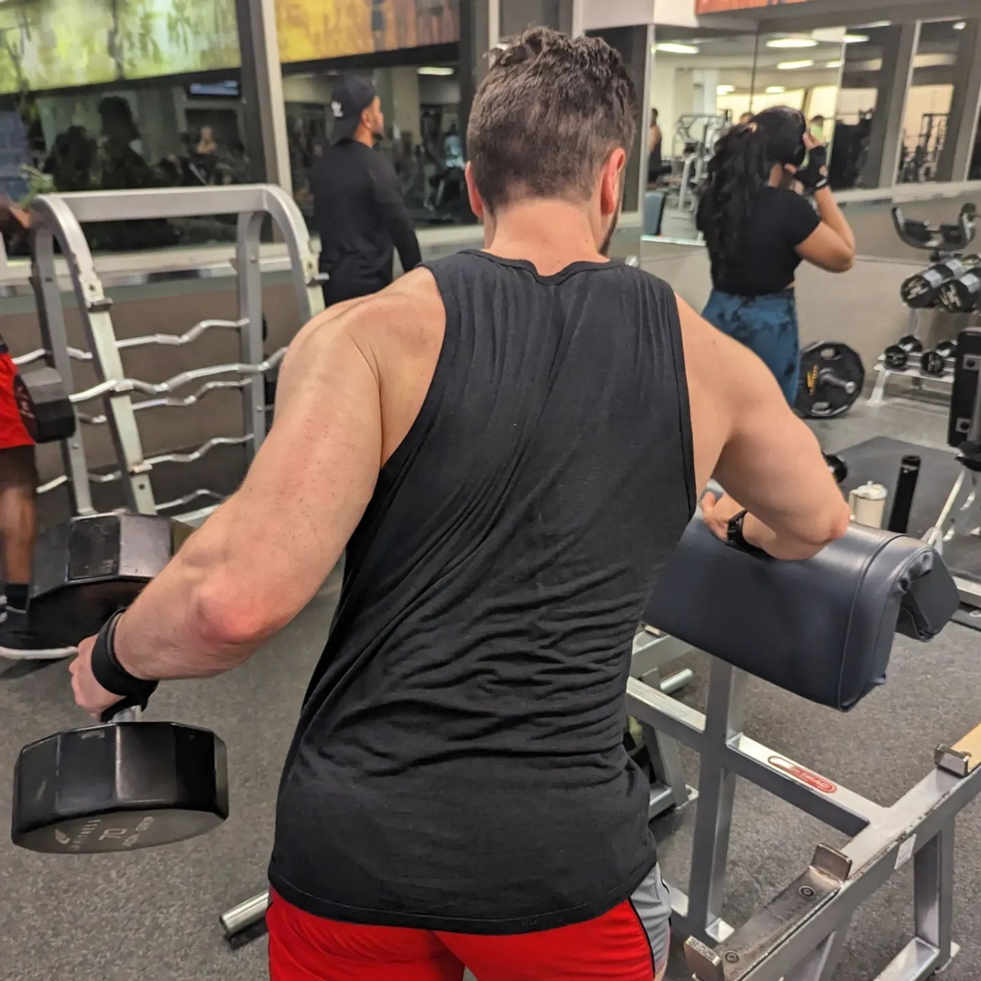 Semi -bent over dumbbell row