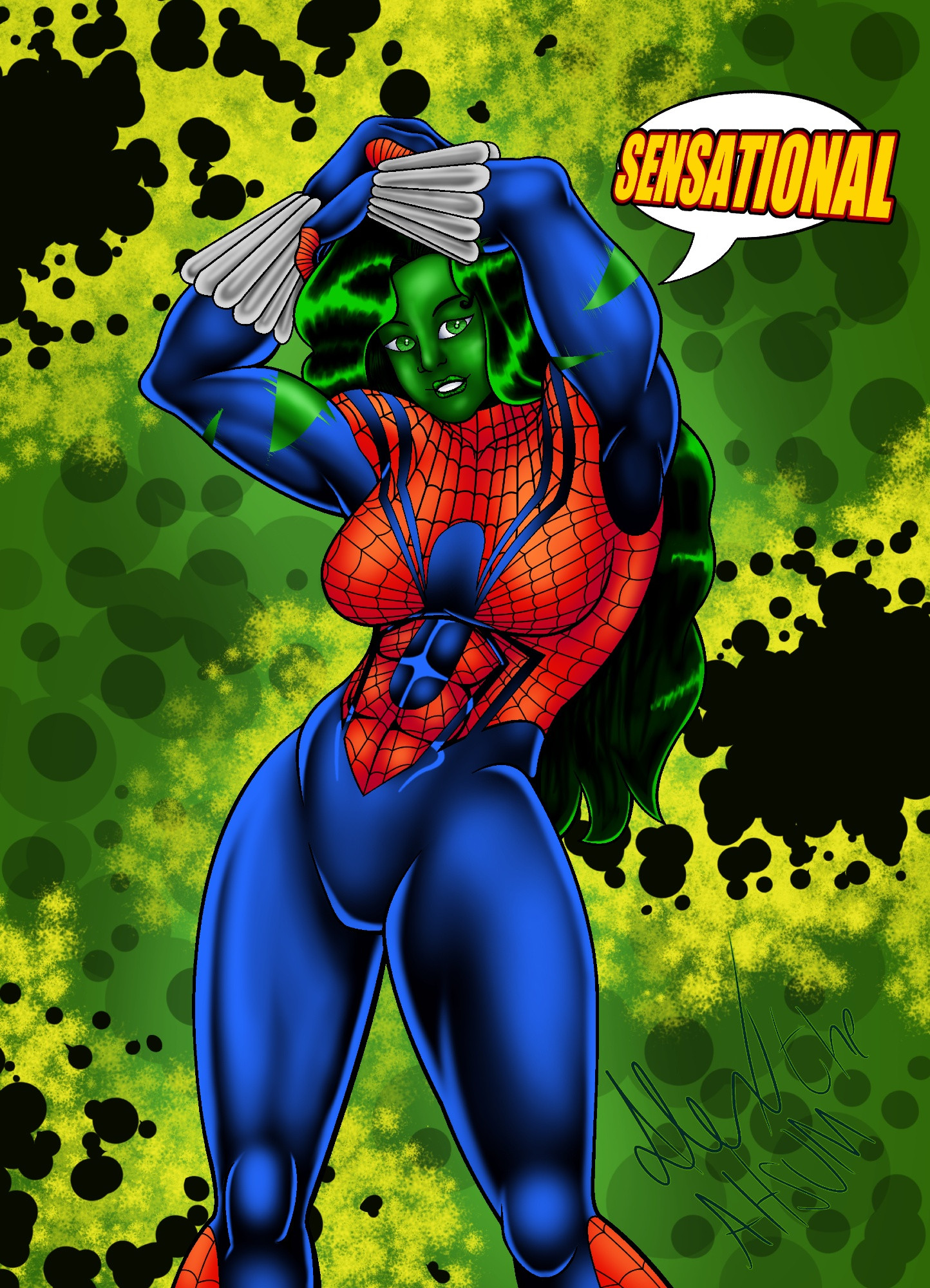 So over on Twitter Cey (@ceymk1) tweets about how She-Hulk when as Spider-Man for Halloween in an episode of Hulk and the Agents of S.H.A.S.H. and Max the red Roller Ball decides to draw that and now people are doing it as a trend from Twitter to Bluesky and even saw it on Rule 34, too

Also I did the Ben Reilly Sensational Spider-Man suit. This Suit works so well for this. Both use the adjective sensational, later it would become the Spider-Girl suit (a family member becoming a similar hero, but female), and She-Hulk would like deeper cuts.