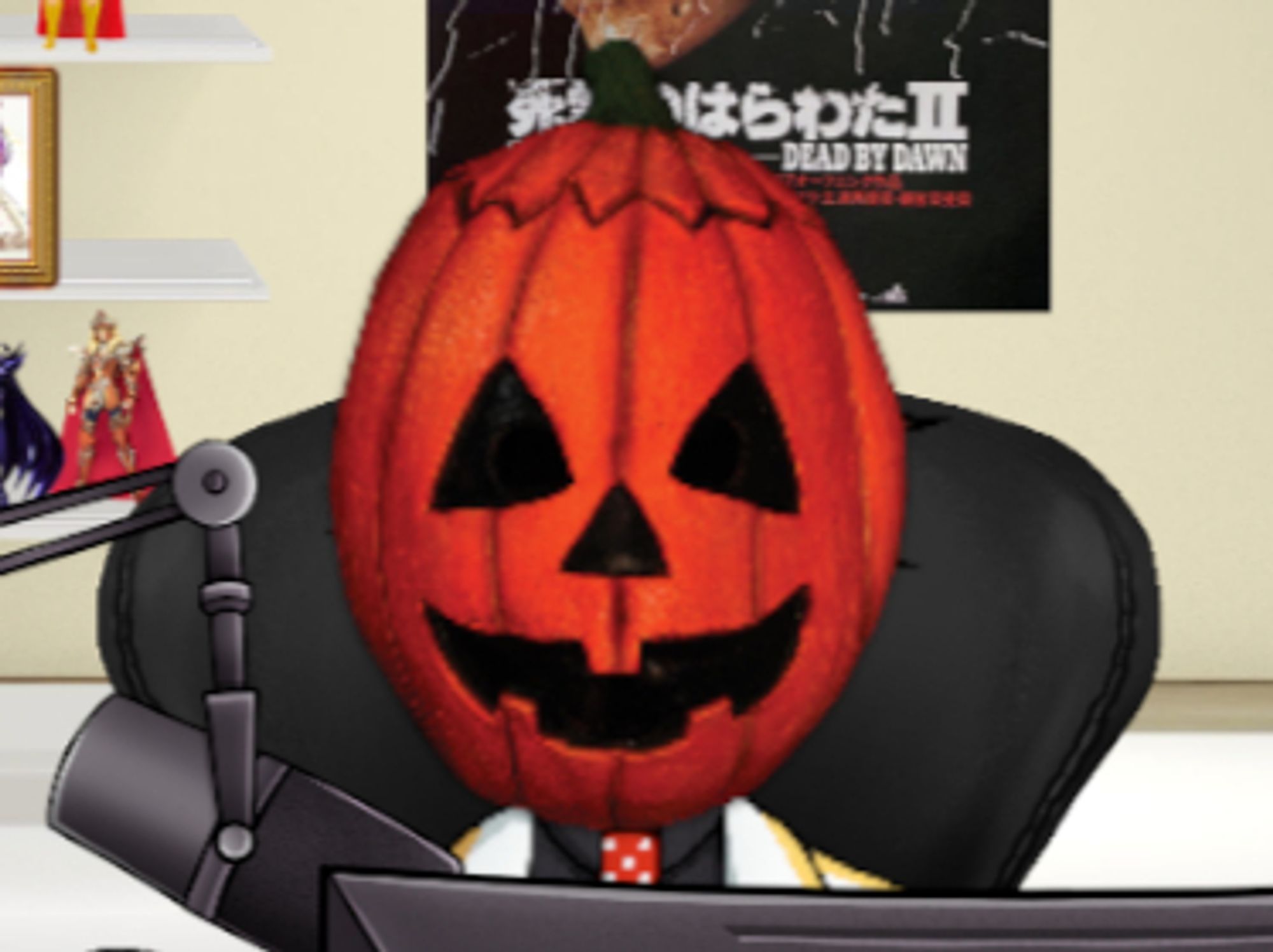 PNGTuber Professor Ramses wearing a Silver Shamrock mask.