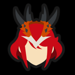 Pyra's stock icon from Super Smash Brothers Ultimate, edited to have a headpiece on it. The icon only depicts her head.