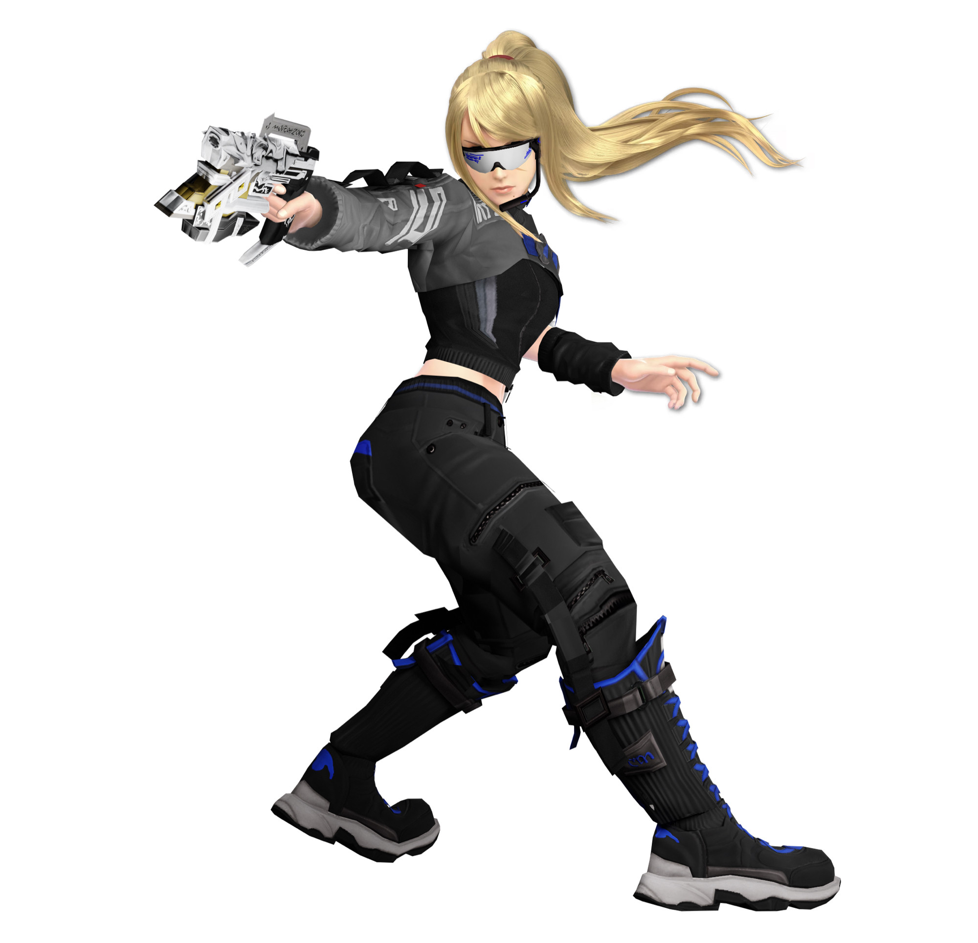 An image of Samus Aran from the Metroid series in a modded outfit over her original design.