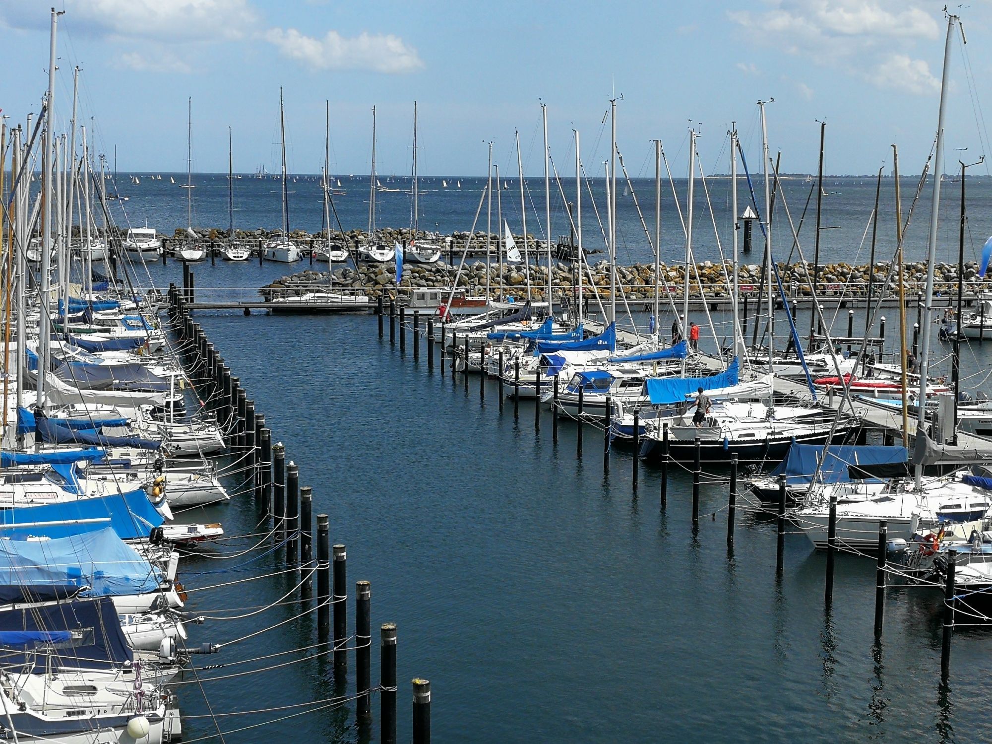 Hafenanlage mit Segelbooten