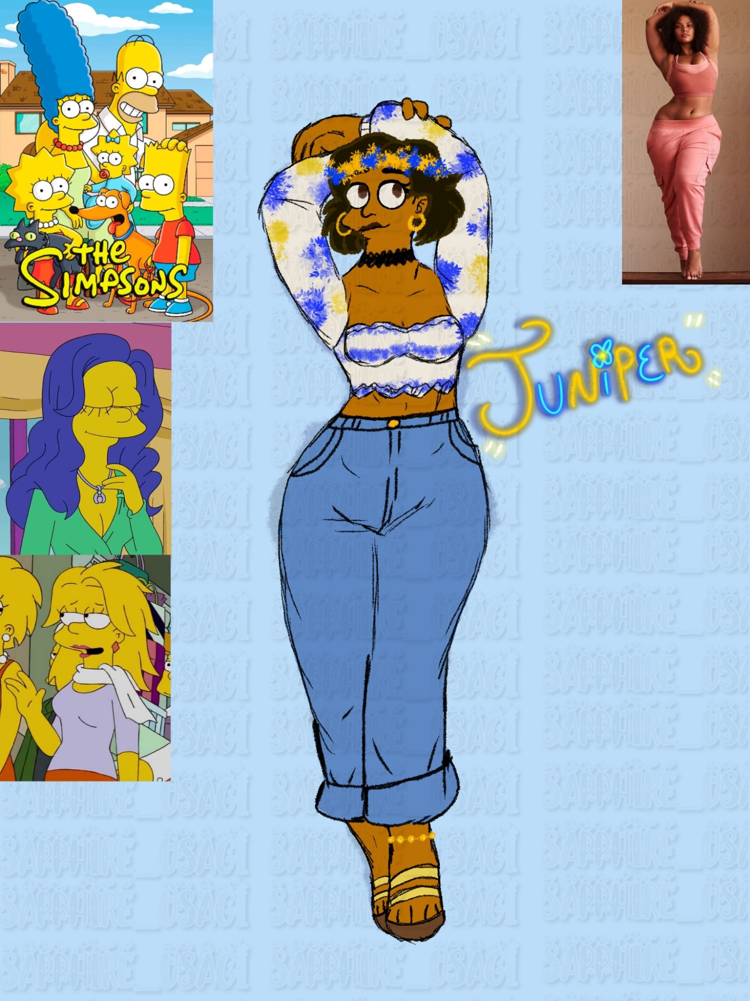 A drawing of my Simpsons OC/fan character. Her name is Juniper.