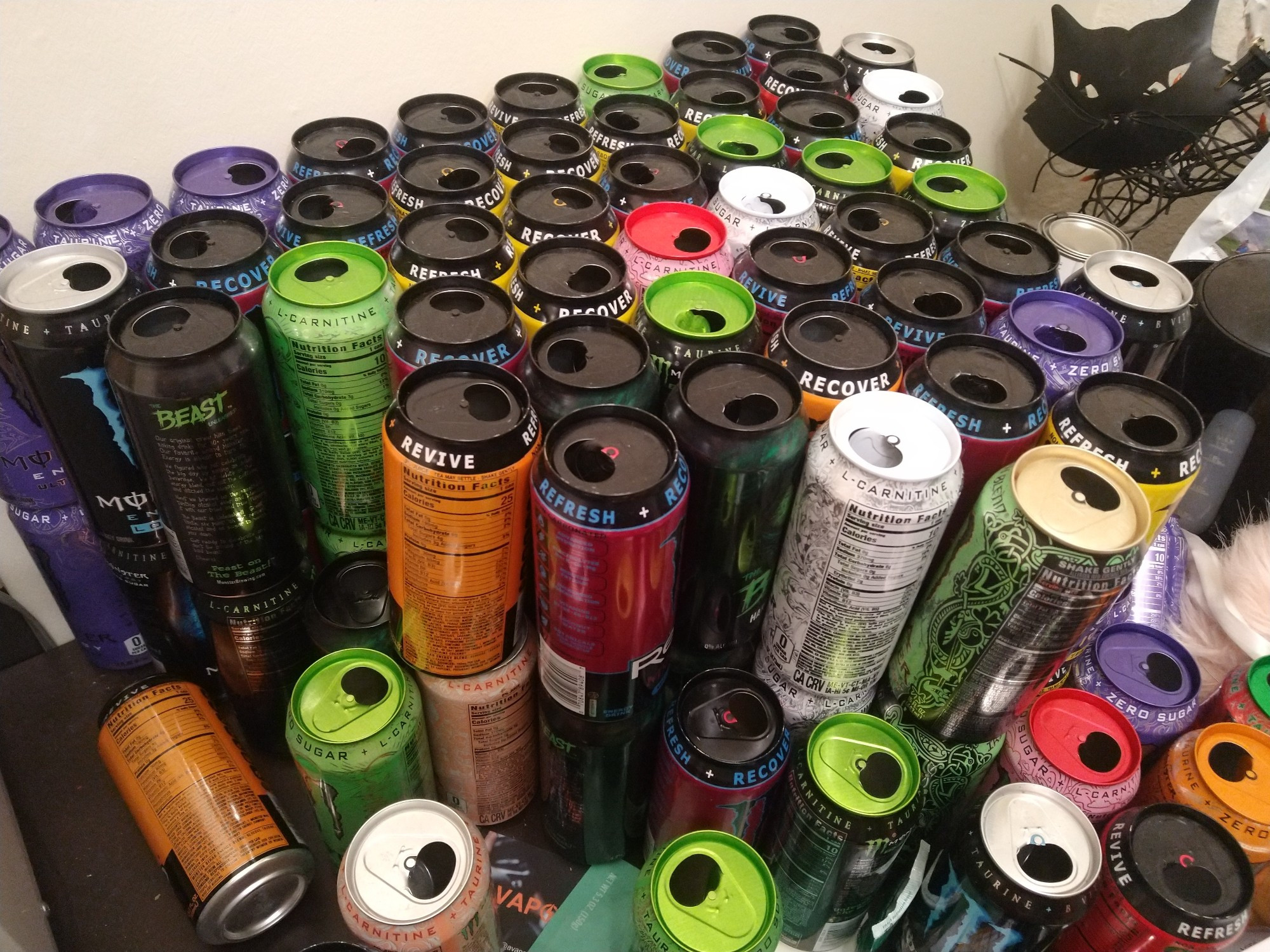 many many monster cans