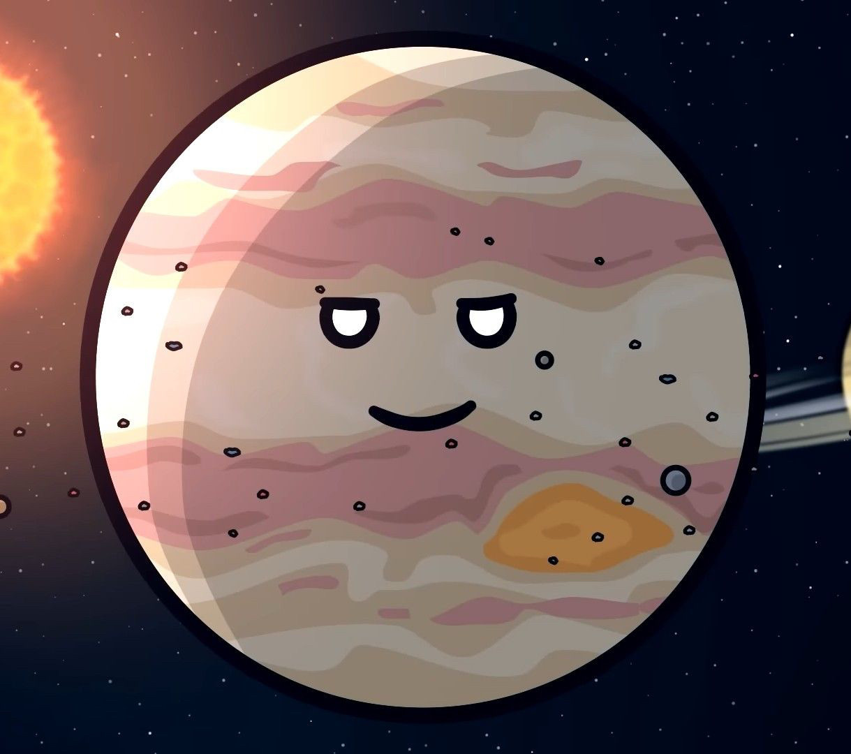 Smiling planet Jupiter cartoon
