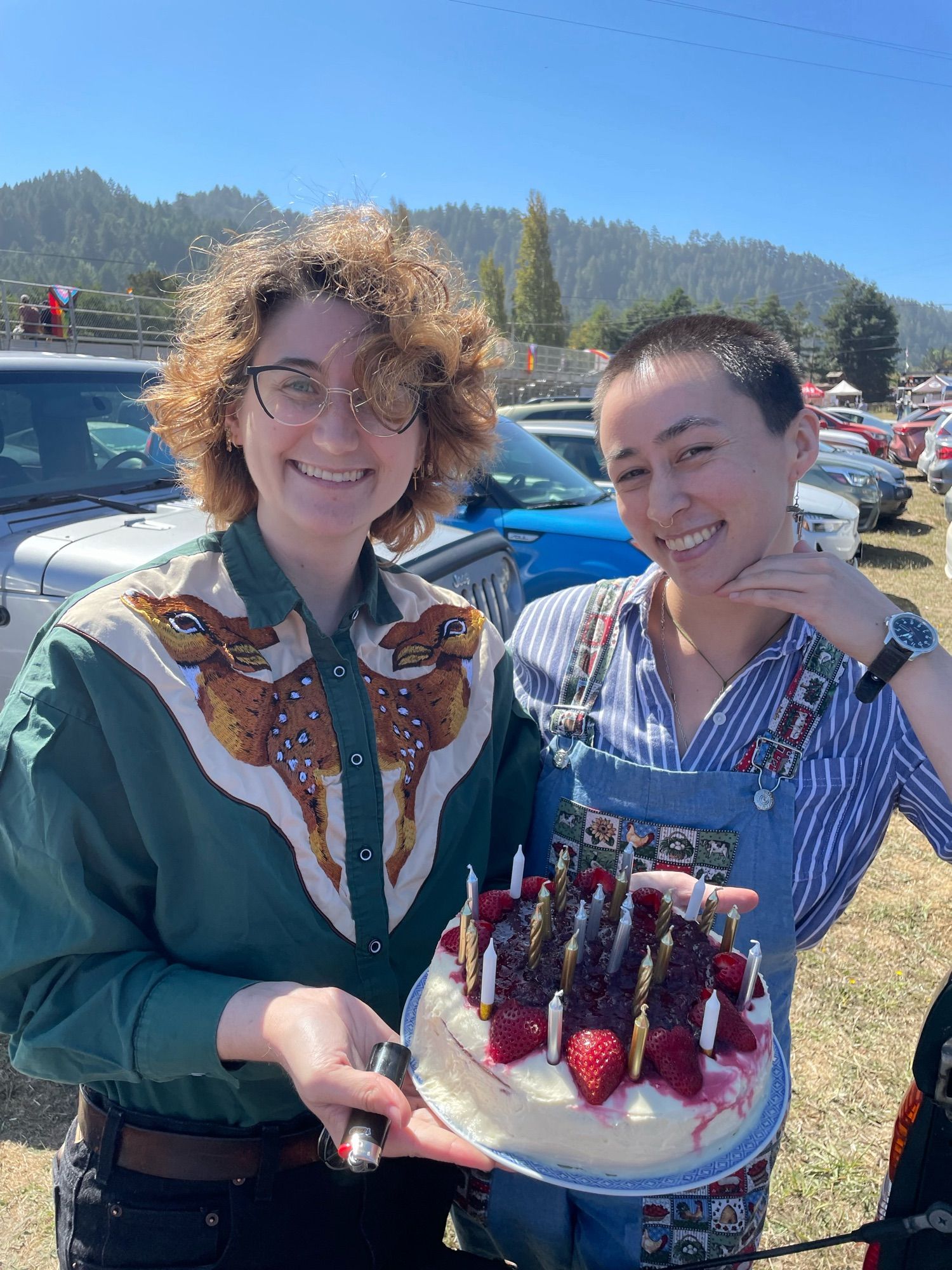 my friends with their cake they made