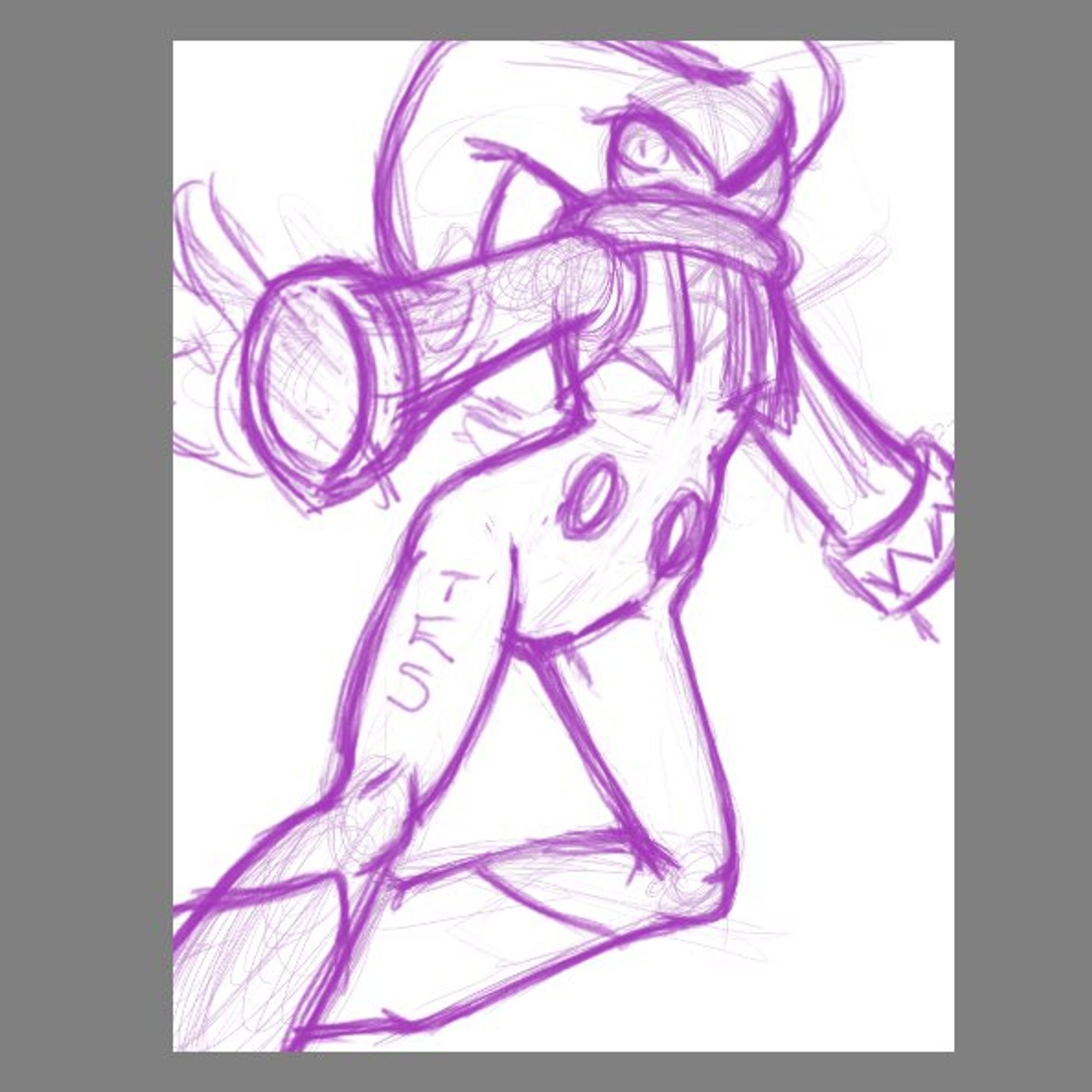 Rough sketch of NiGHTS the nightmaren jester from the video game NiGHTS into Dreams (Journey of Dreams)