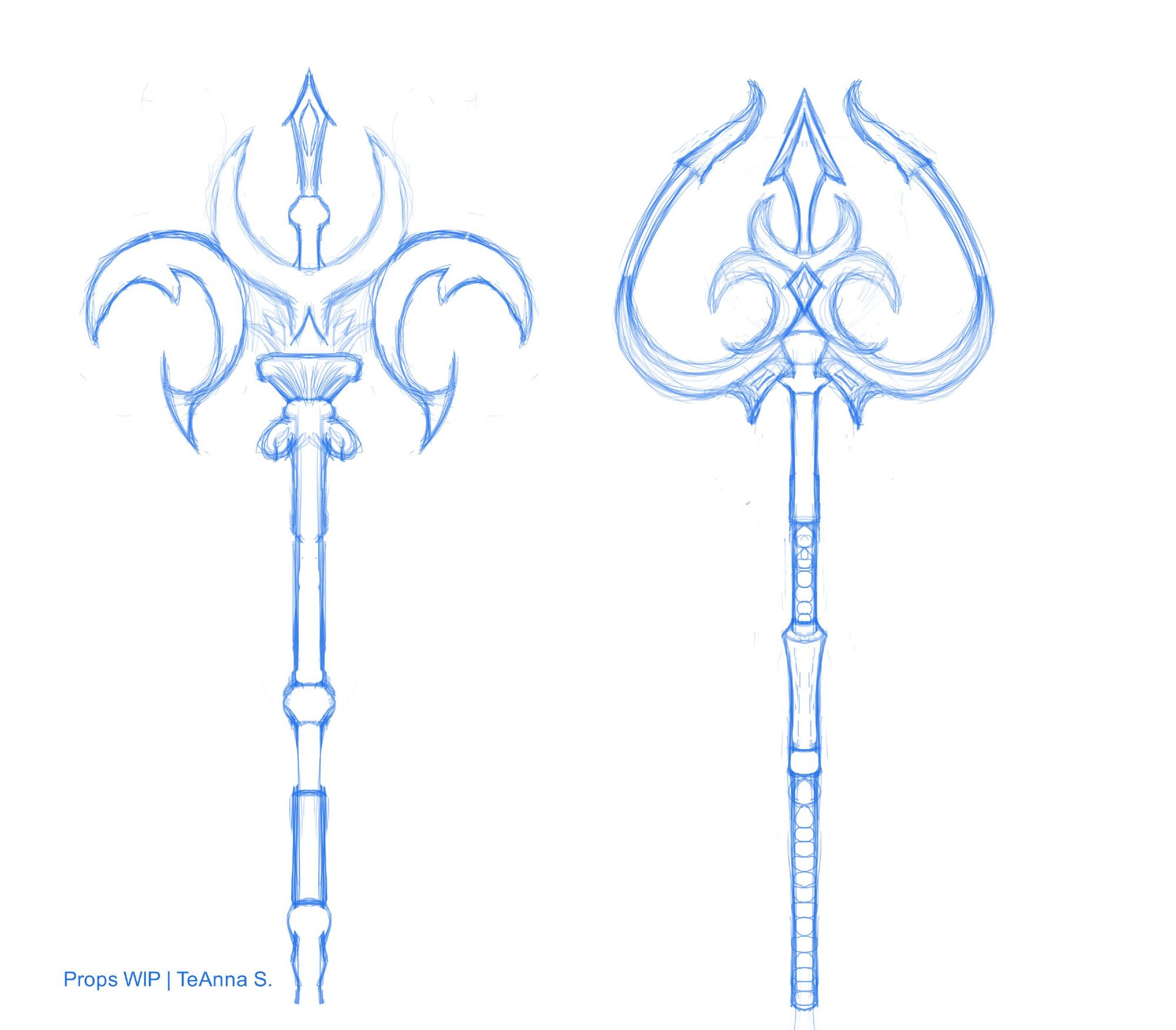 Two trident designs for Jelena before siding with another design altogether.