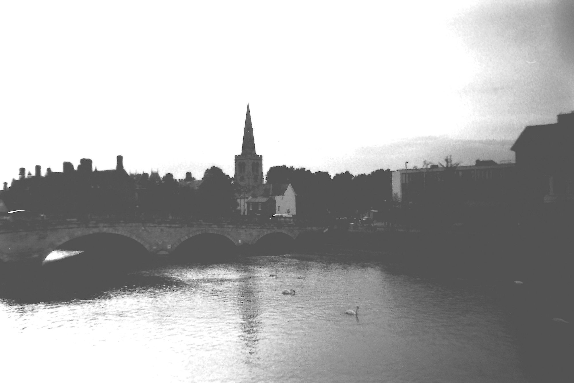 A view across the River Great Ouse towards the Town Bridge and St Paul's Church, Bedford.