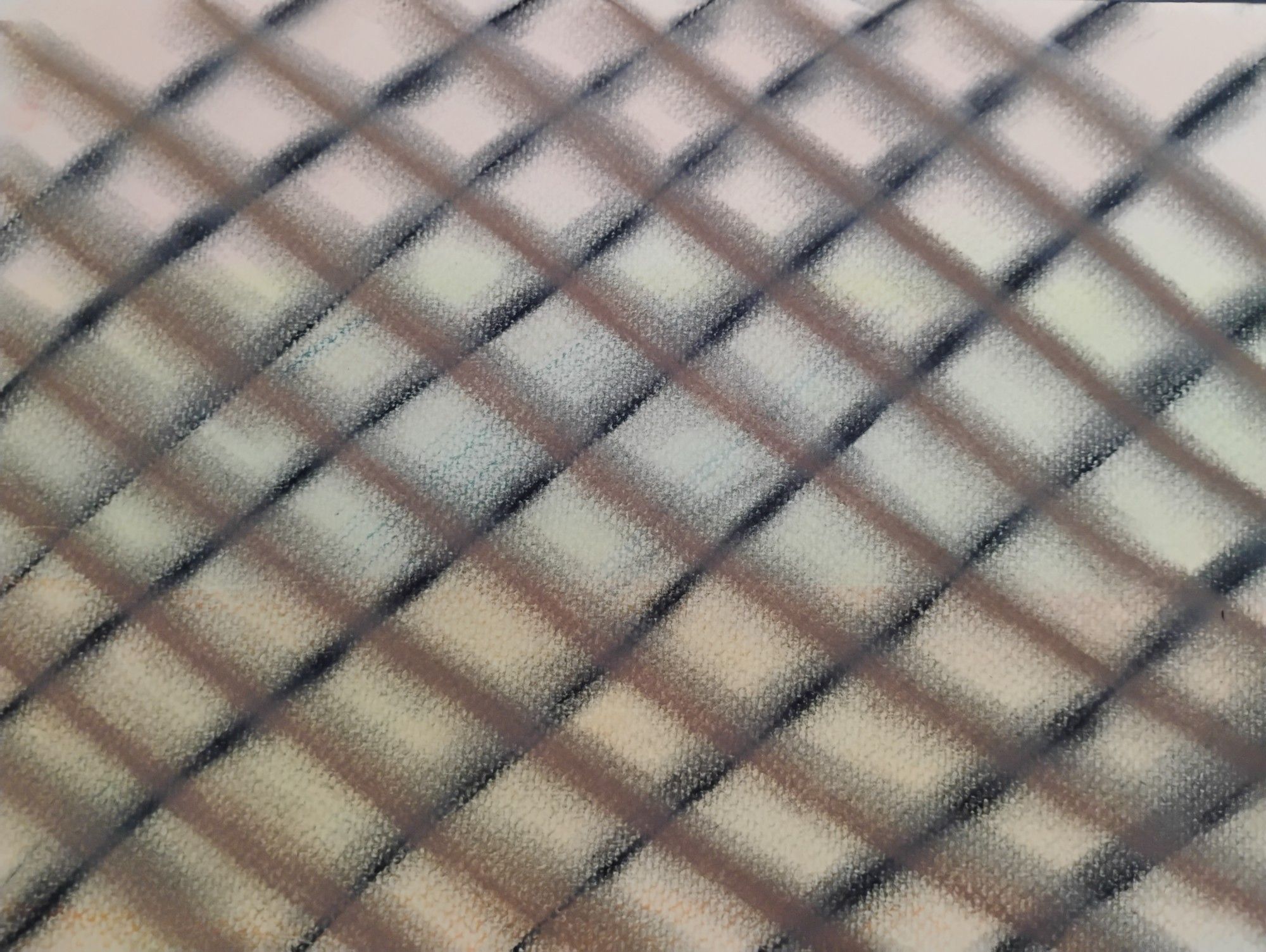 A crosshatch pattern in soft pastels on textured paper.