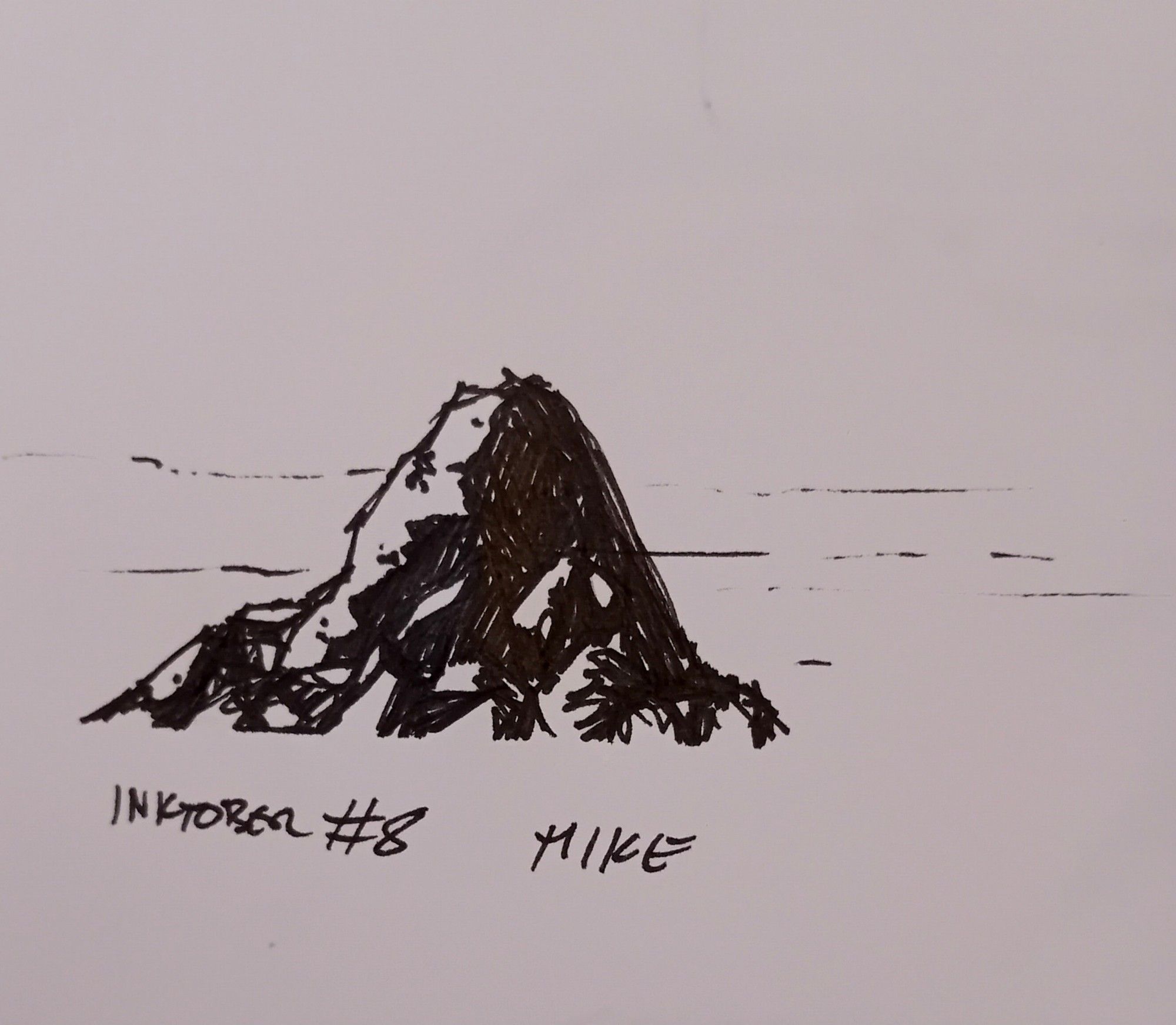 Fineliner sketch of a distant mountain.