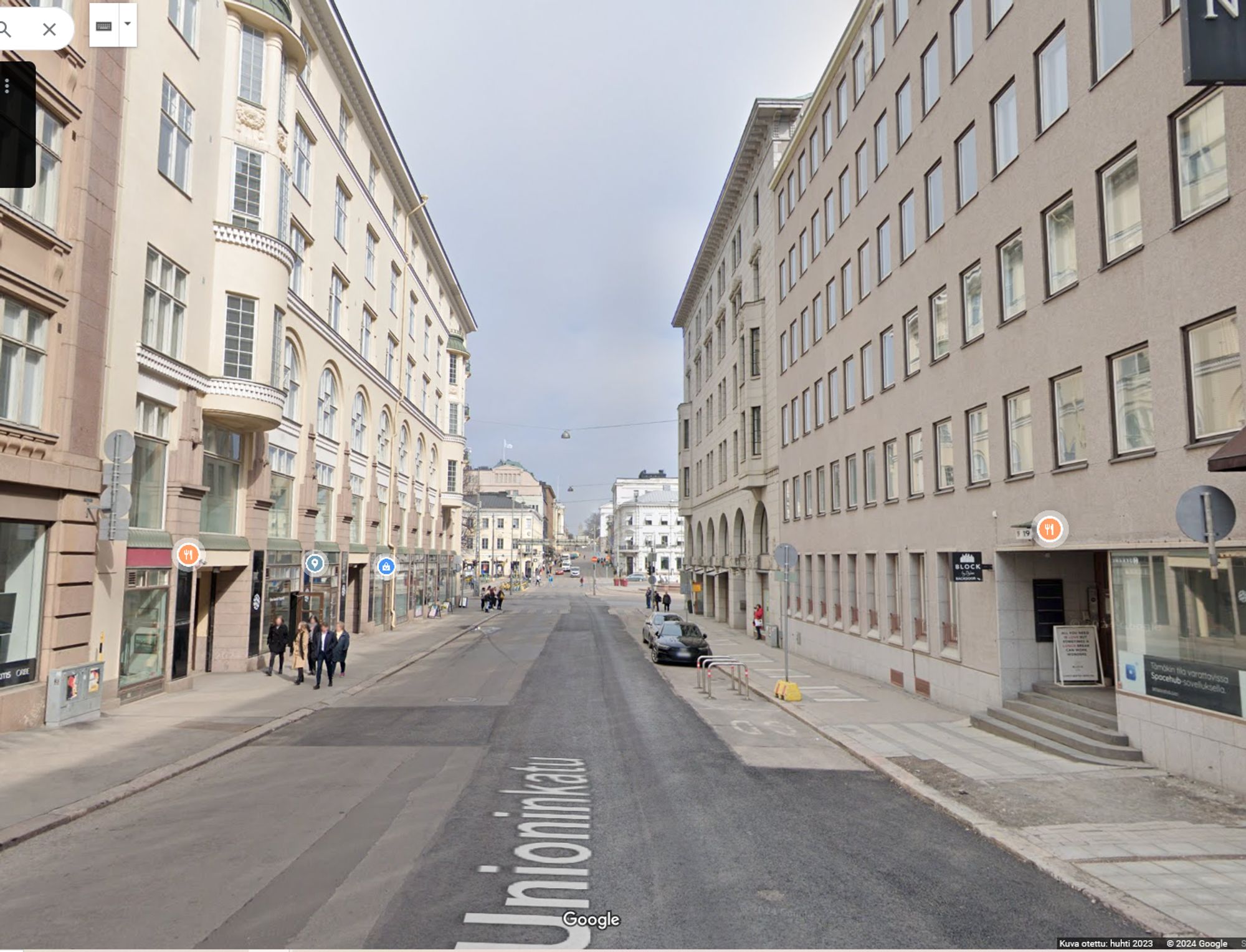 Unioninkatu 17 Google Mapsin Street View-näkymänä