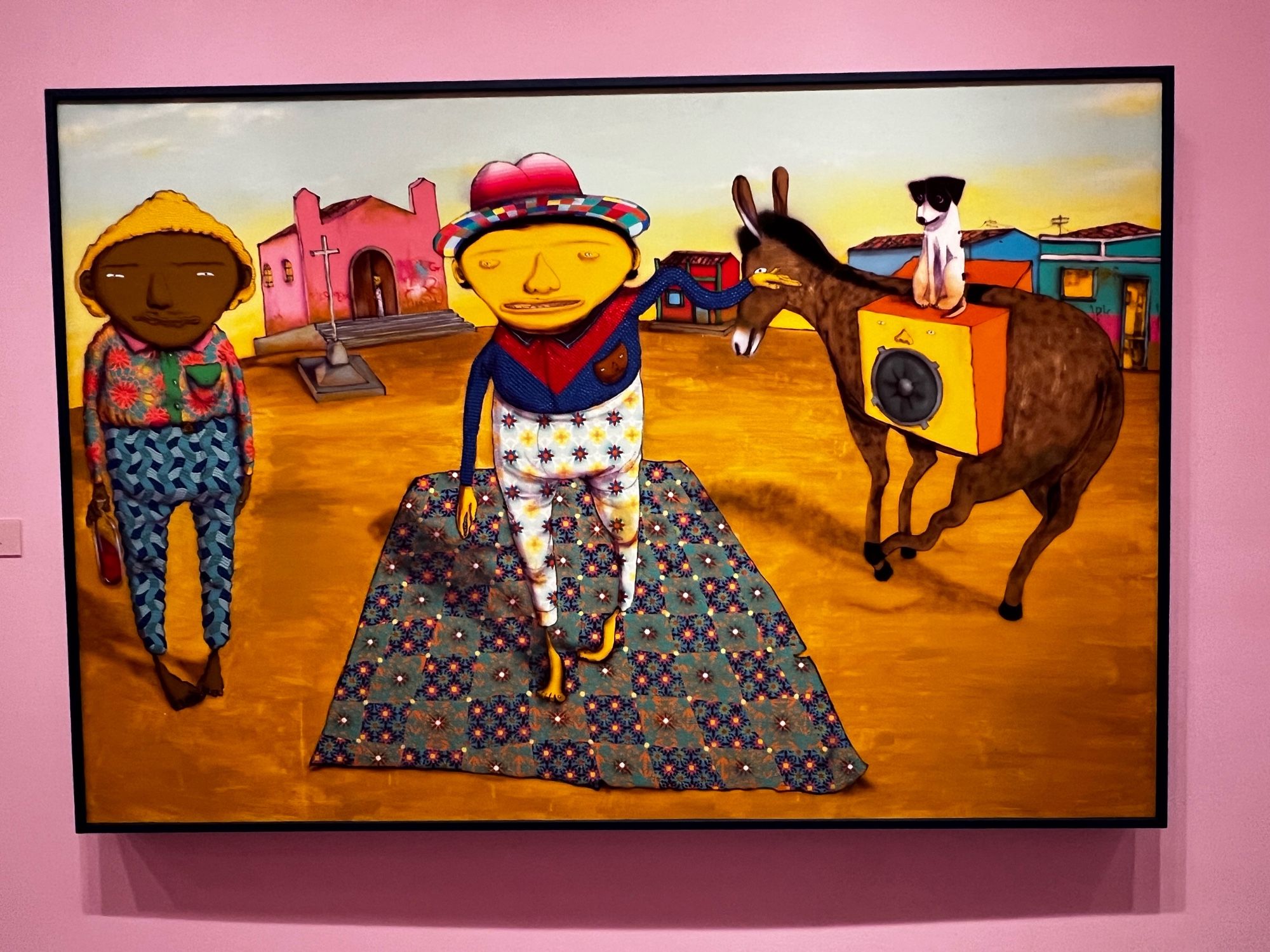 An Osgemeos painting of a man popping