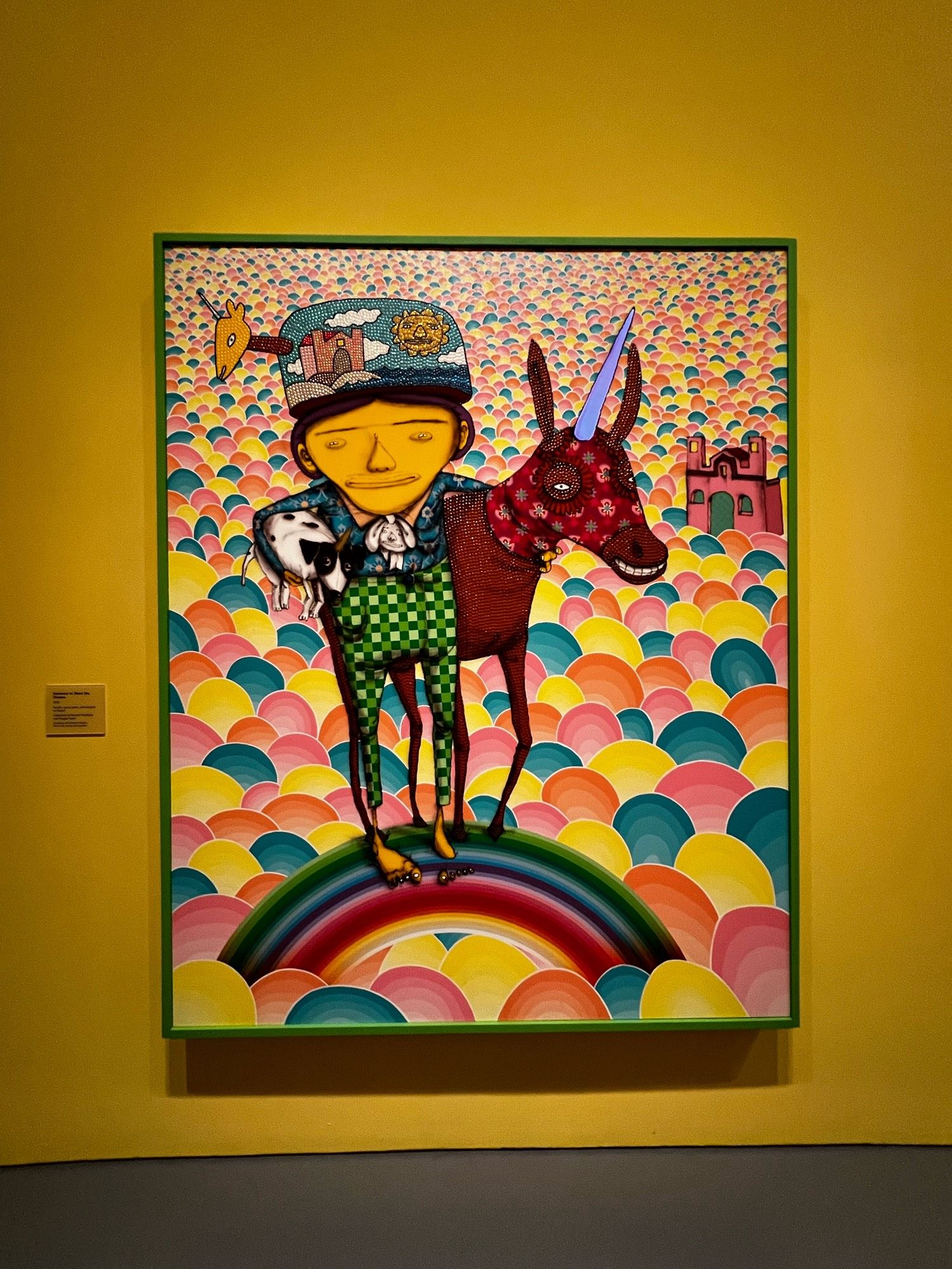 An Osgemeos painting of a man and a donkey