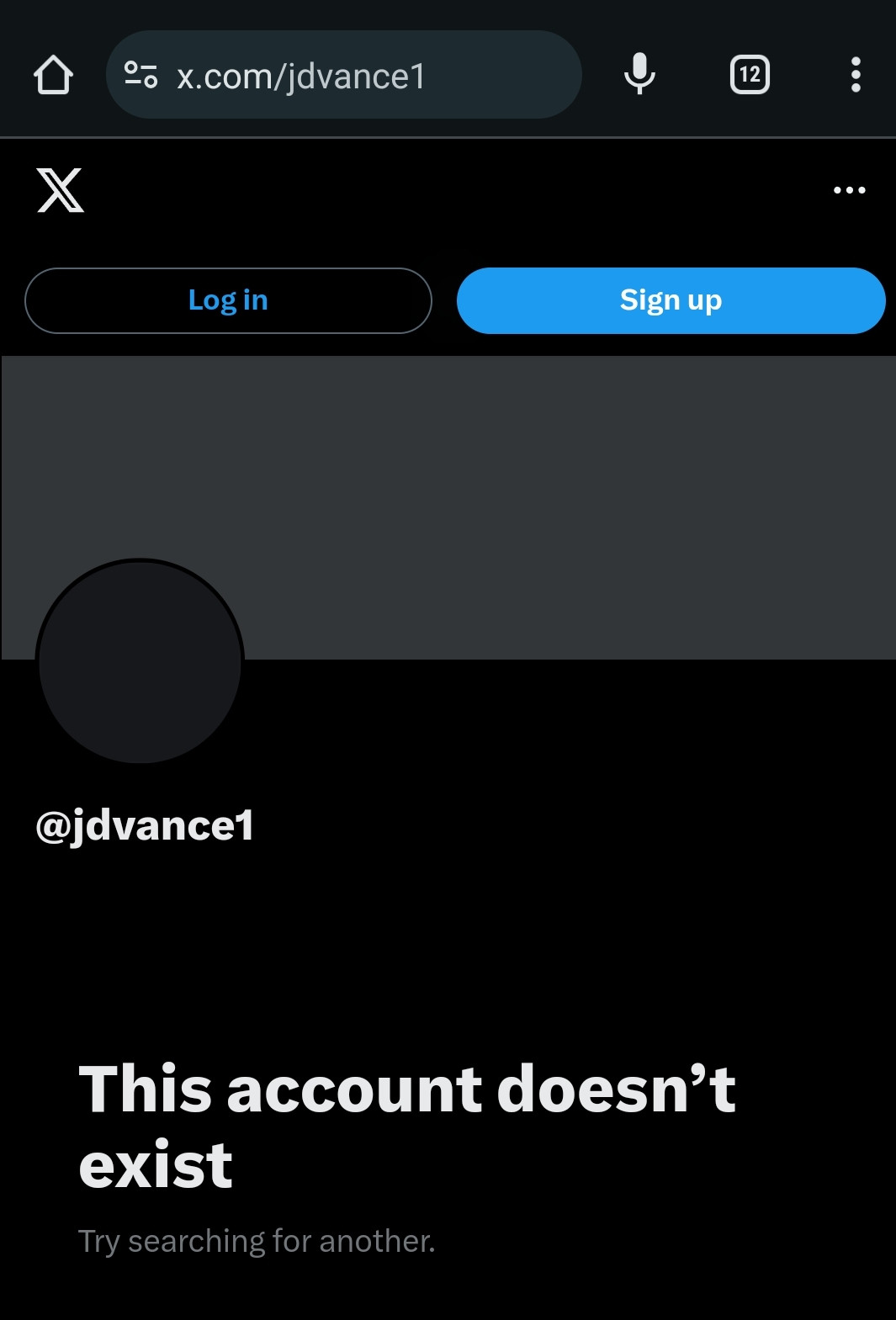 JD Vance's personal Twitter that he used as recently as last week now appears to not exist lol