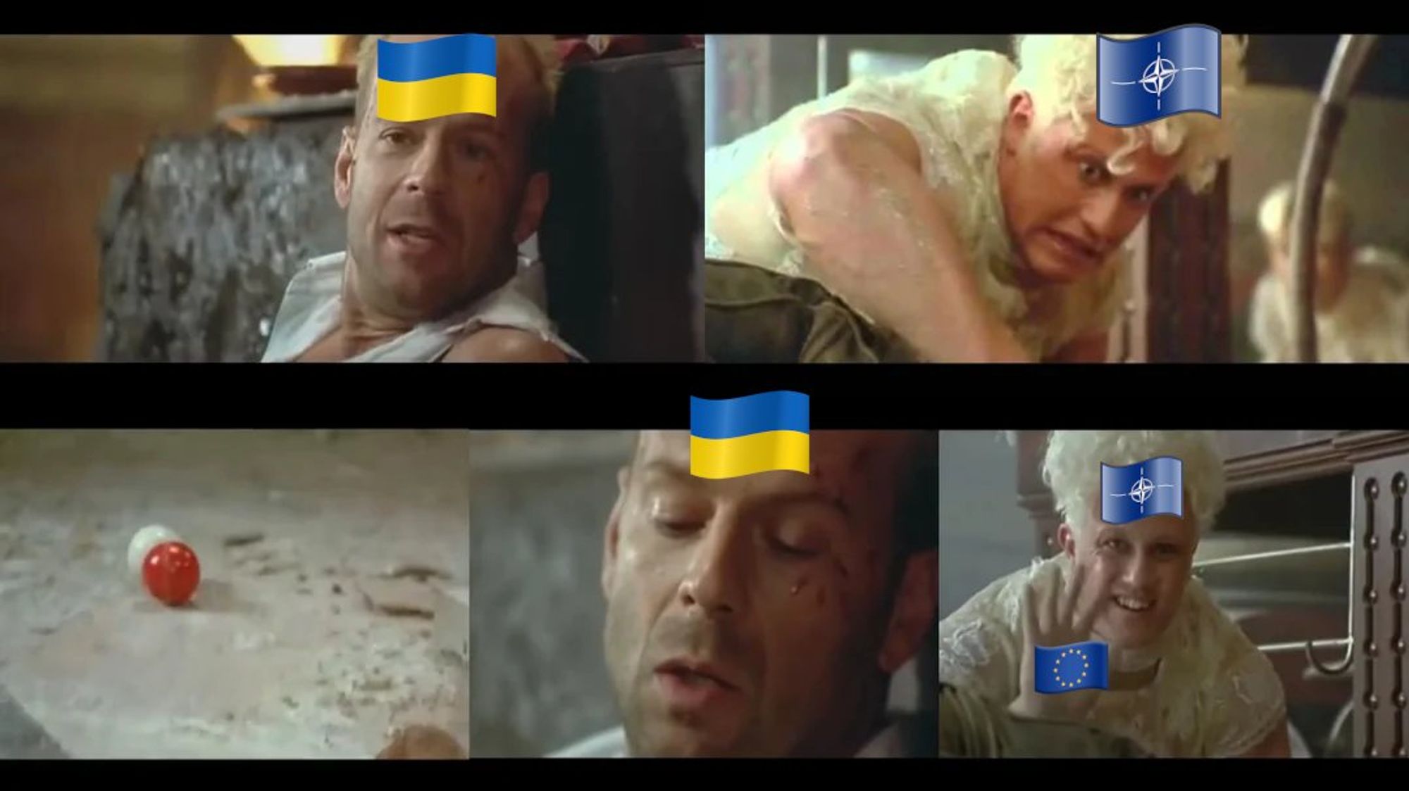 Gordon Wallace requeszt help and receive billard ball.
Aka cowards (EU, NATO, US) "helps" Ukraine.