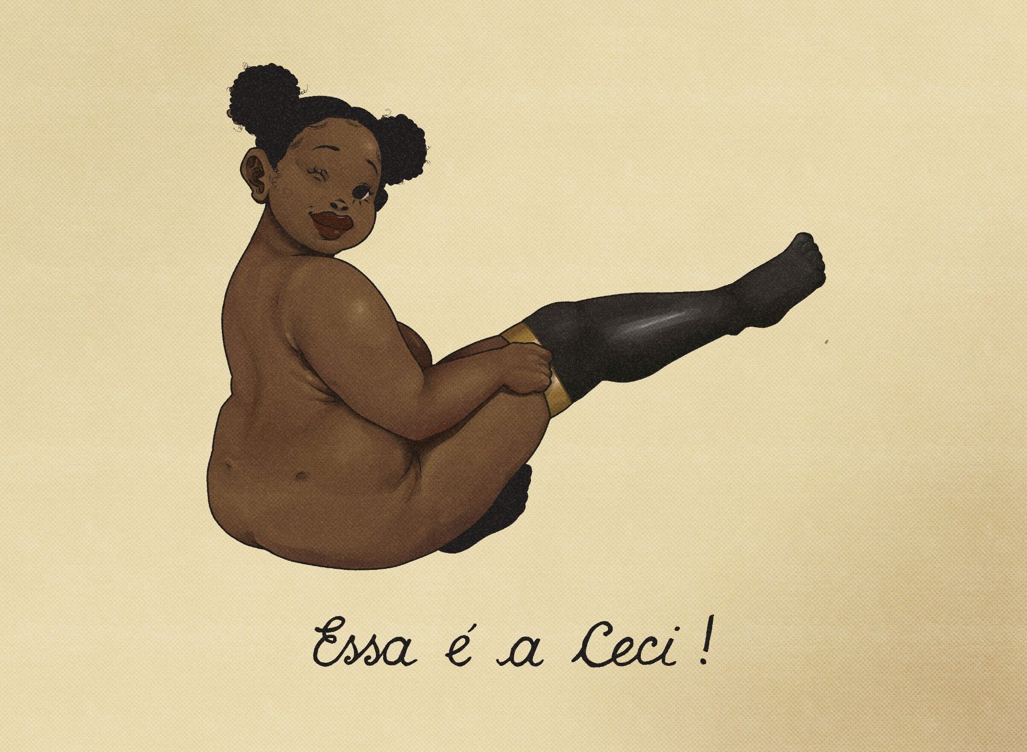 como dito, a arte é uma releitura de A Traição das Imagens, pintura realista de um cachimbo marrom e as palavras "Ceci n'est pas une pipe" escritas em embaixo. na minha versão, há uma mulher negra e gordinha sentada com a perna erguida (formando o formato do cachimbo) e as palavras "essa é a ceci!" escritas embaixo com uma caligrafia parecida 