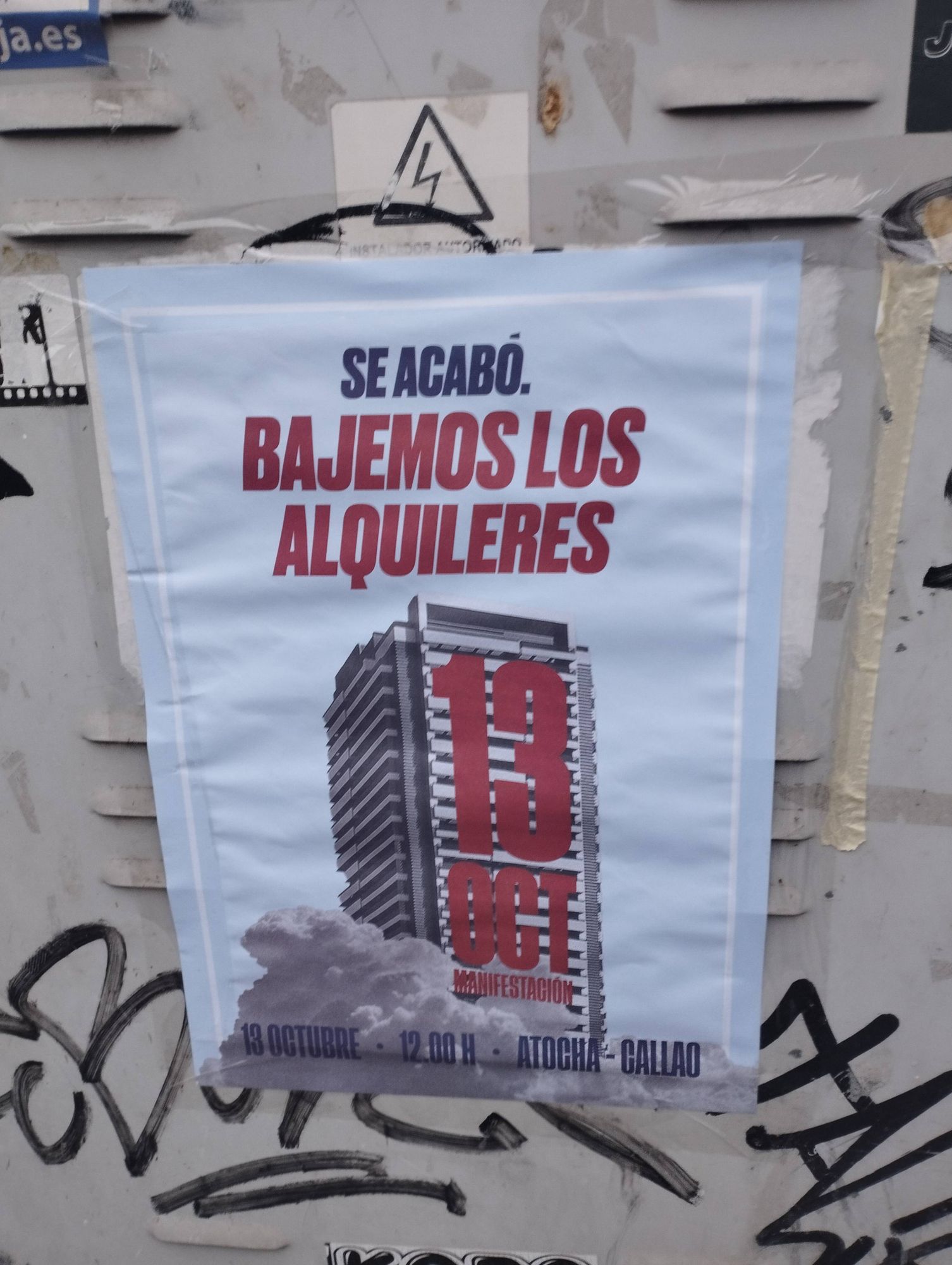 Cartel de la manifestación por la vivienda, el 13 de octubre en Madrid.