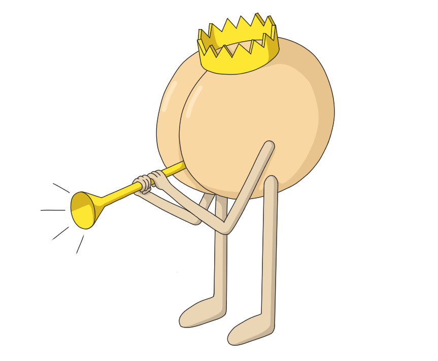 A butt with legs and arms toots on a horn