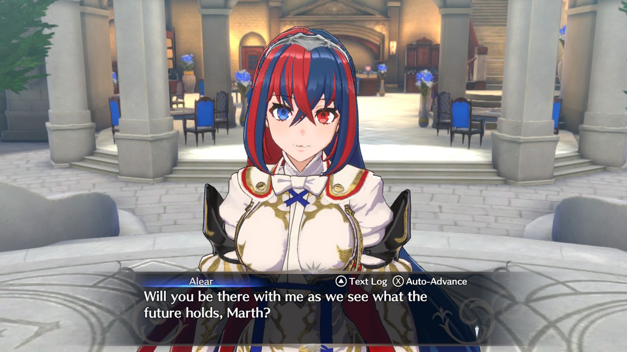 Alear asks Marth, "Will you be there with me as we see what the future holds, Marth?"