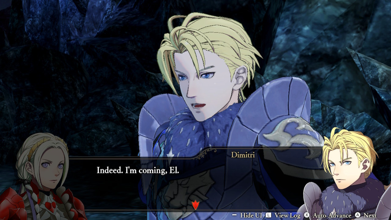 Edelgard walks toward a possible way out, Dimitri says, "Indeed.  I'm coming, El."