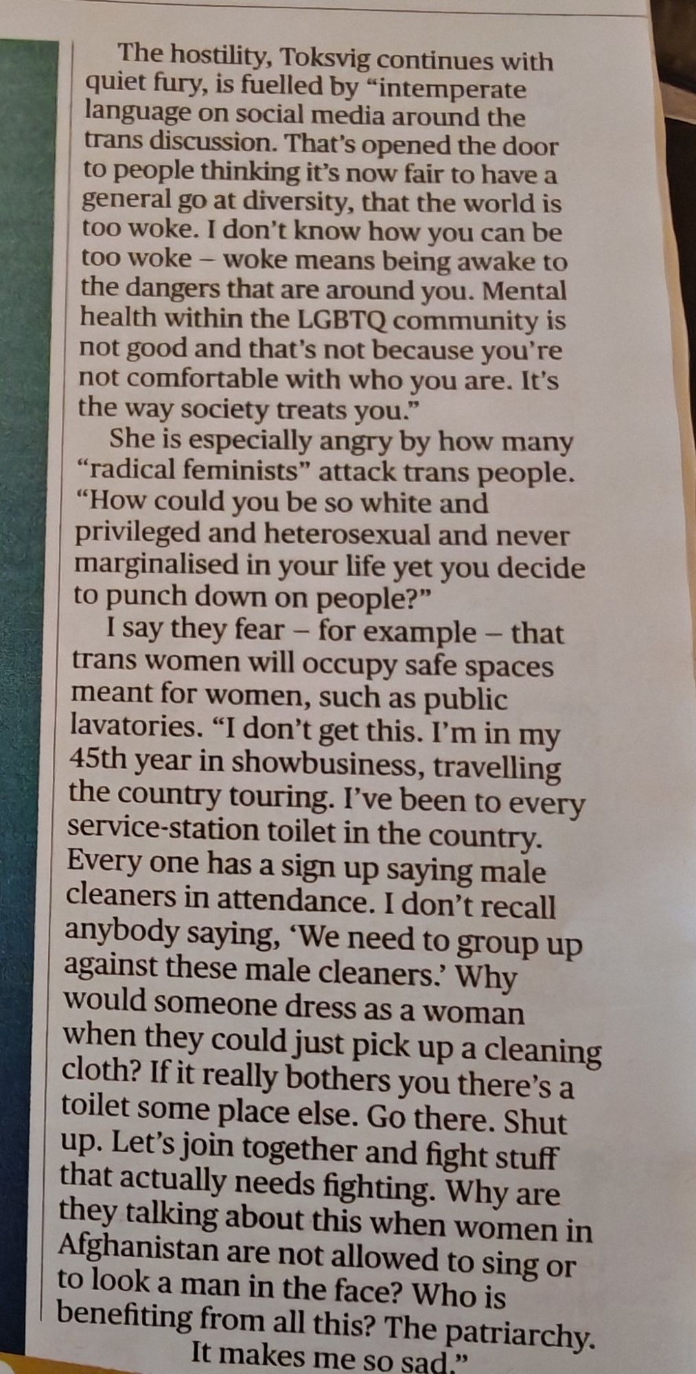 Long post from Sandi Toksvig clearly standing up for trans people: