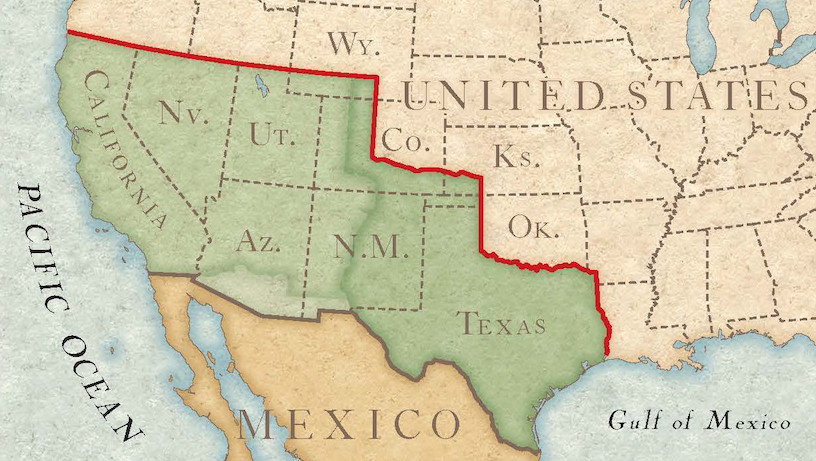Map of Mexico - USA border circa 1820
