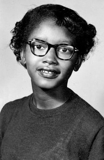 Black and white picture of a teenaged Claudette Colvin in 1952.