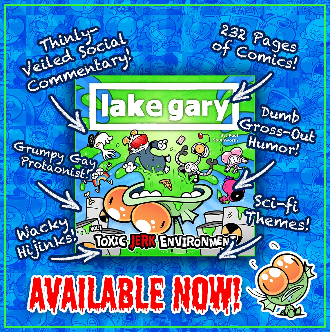 an ad for the LAKE GARY book that says AVAILABLE NOW!