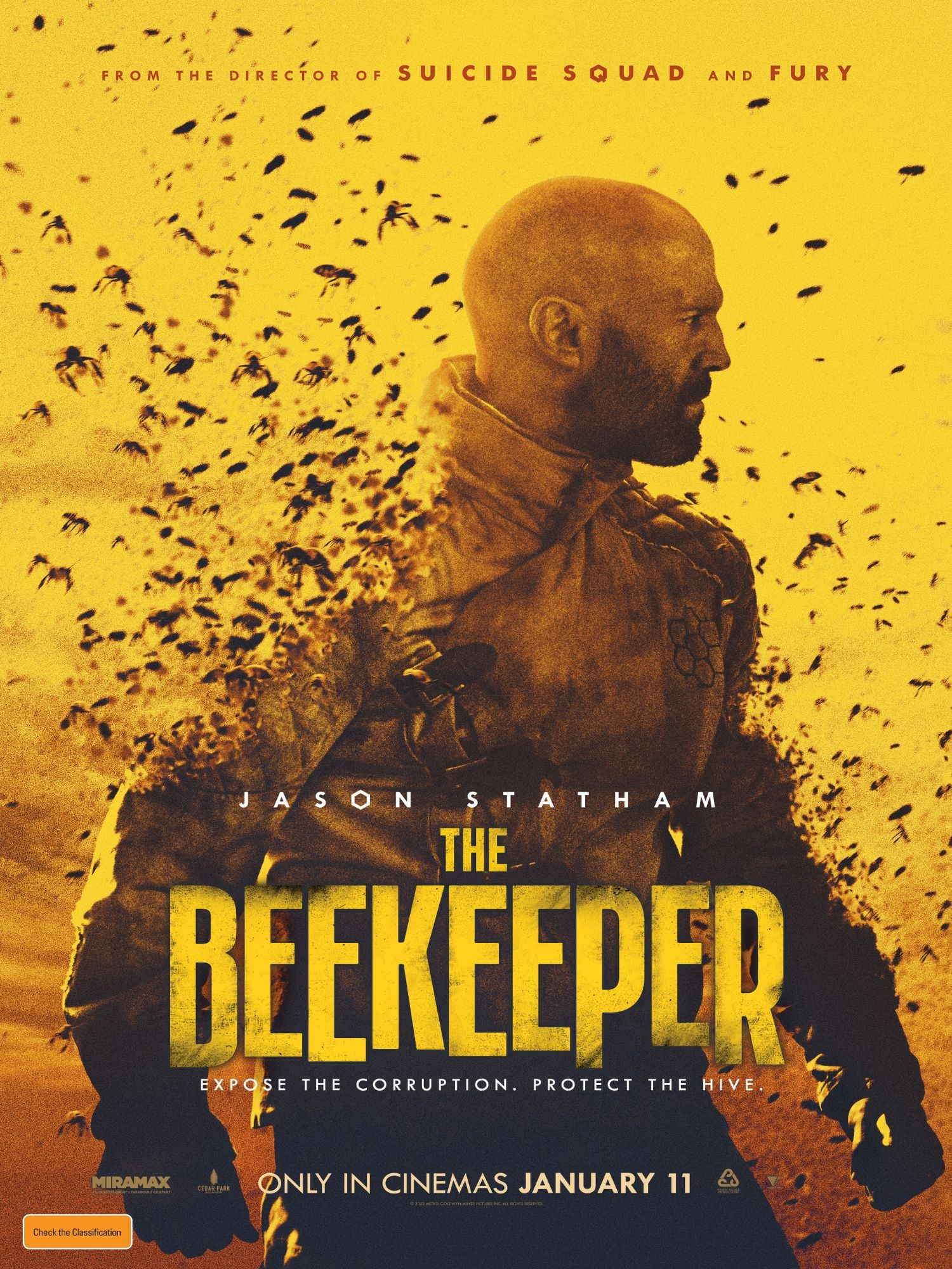 Poster for The Beekeeper, starring Jason Statham.