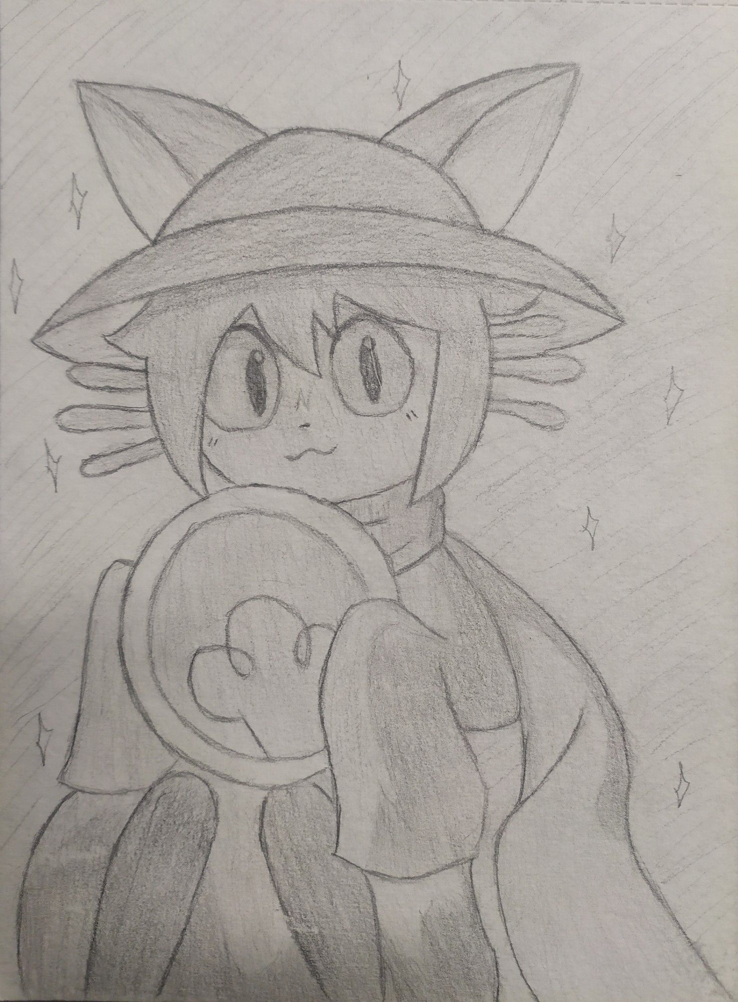 Niko, character from the hit game oneshot, they're a cat person holding a giant bulb