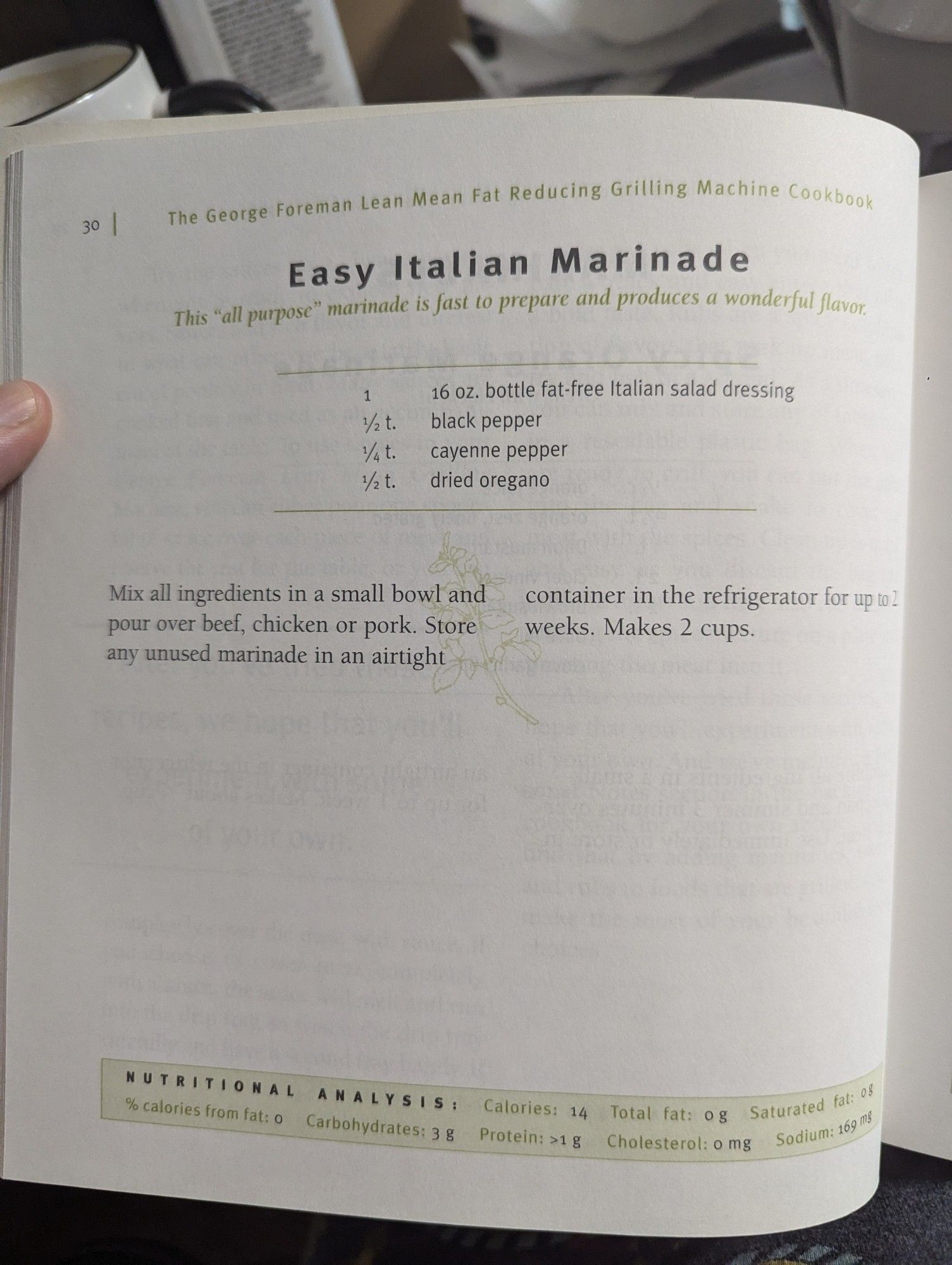 A recipe for easy Italian marinade where the first ingredient is a bottle of Italian dressing