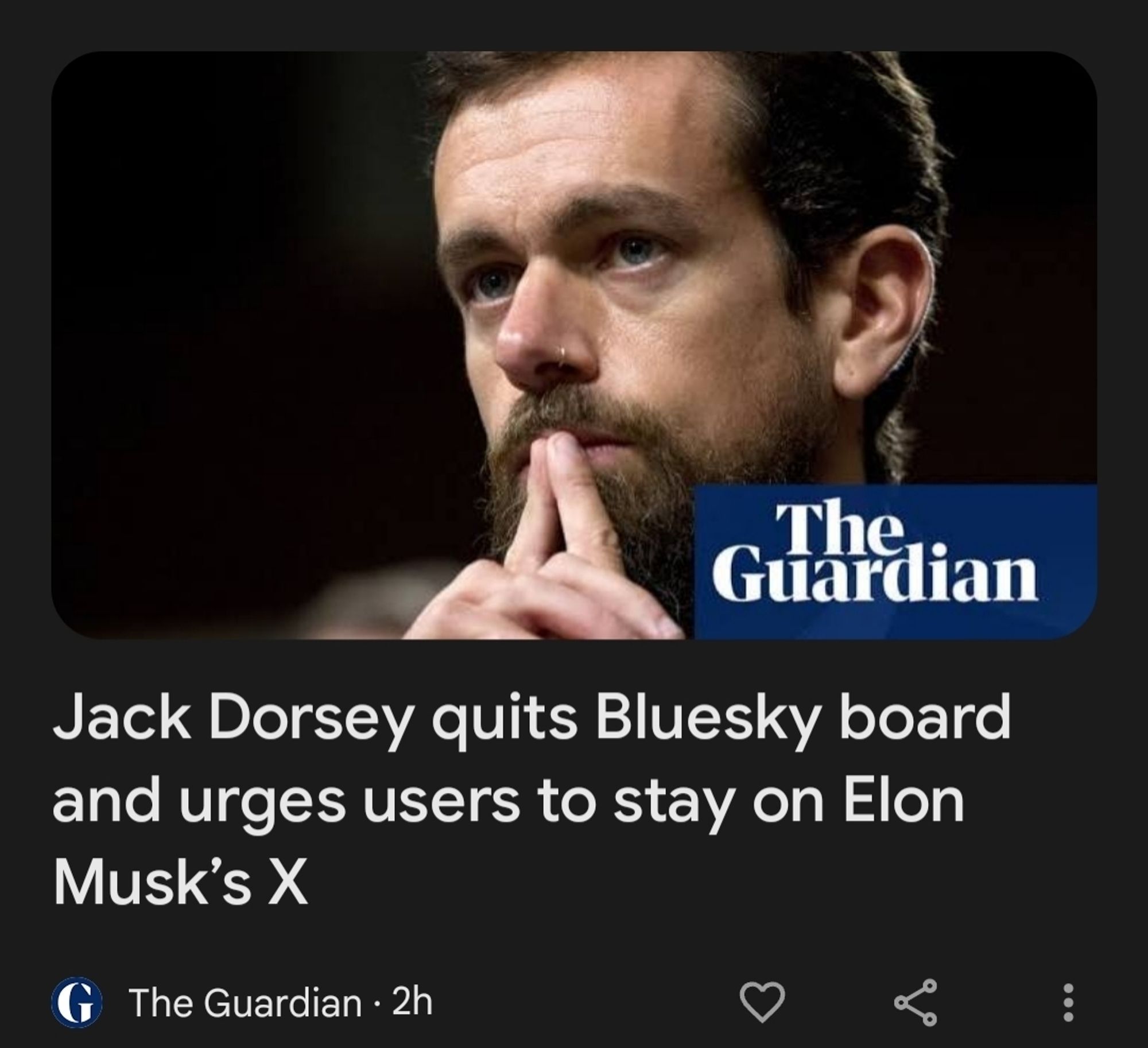 headline reading 
Jack Dorsey quits Bluesky board and urges users to stay on Elon Musks X