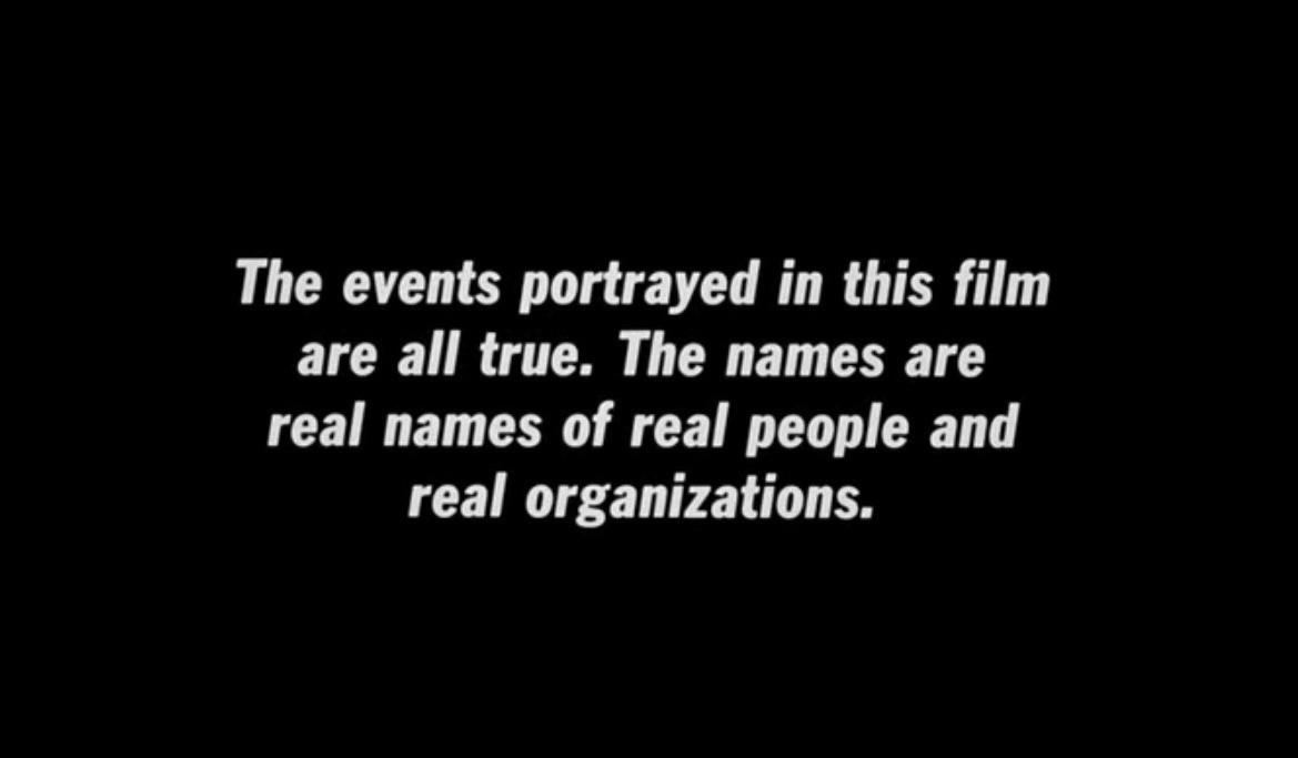 title card from 'Return of the Living Dead' reading

The events portrayed in this film are all true.  The names are real names of real people and real organizations.