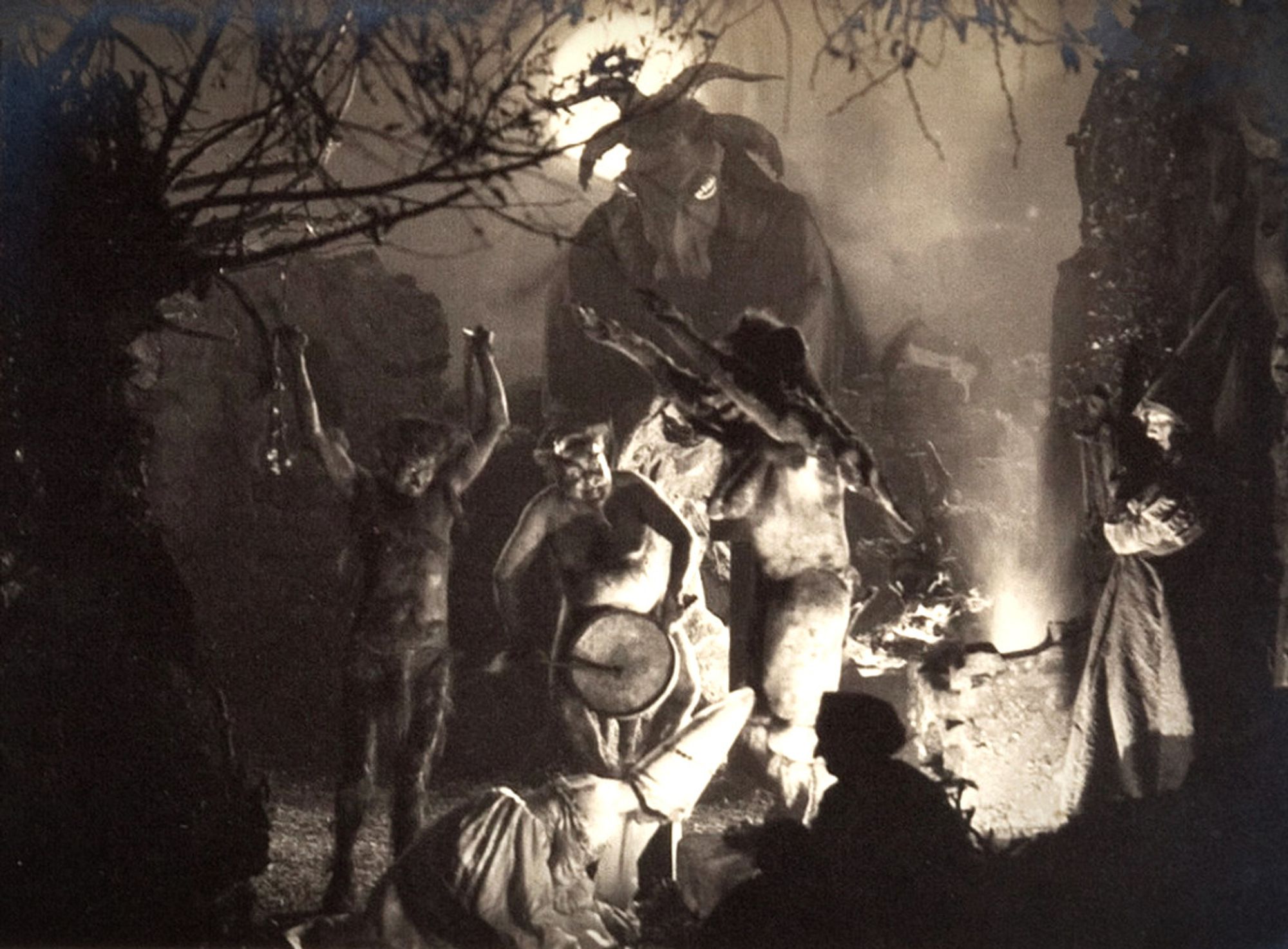 screencaps from Haxan showing the Witches Sabbath, abounding with devils and imps