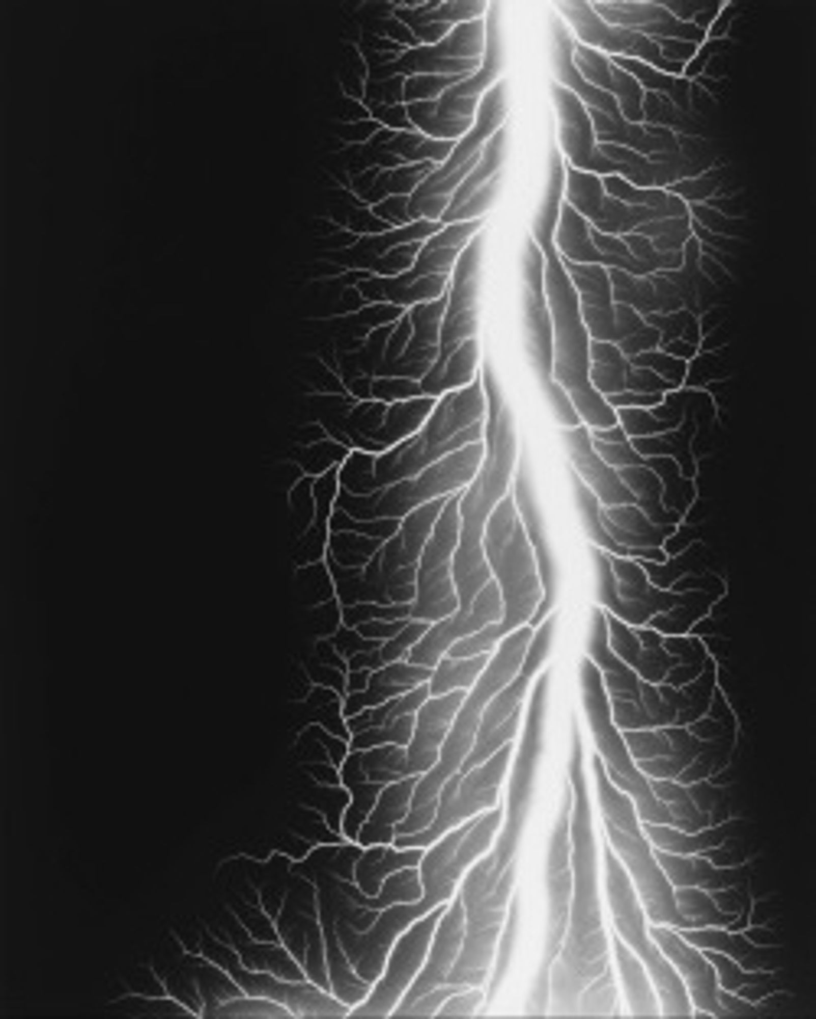 black and white photograph of a lighting bolt