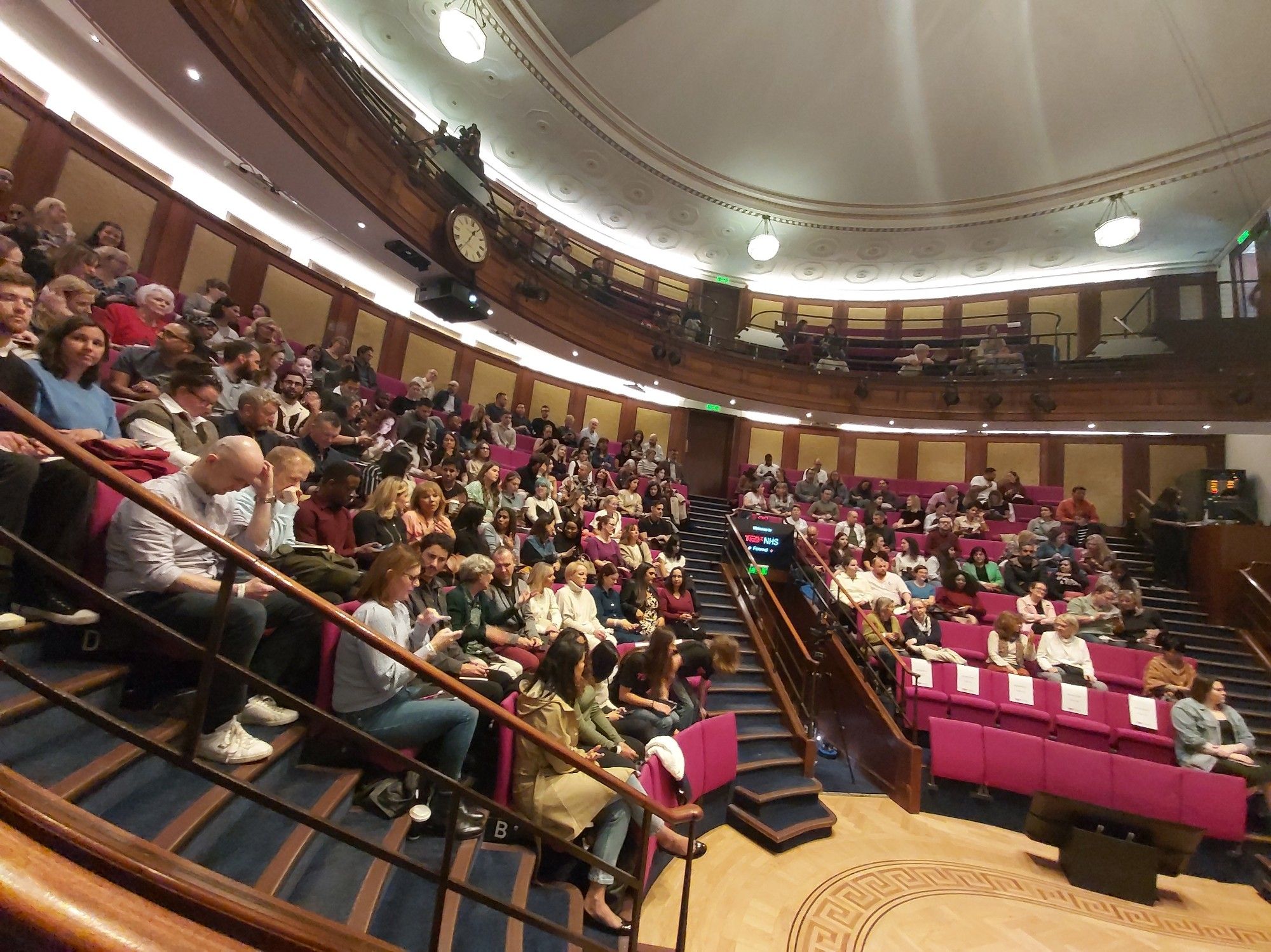 Audience in the seats of the theatre of the Royal Institution.