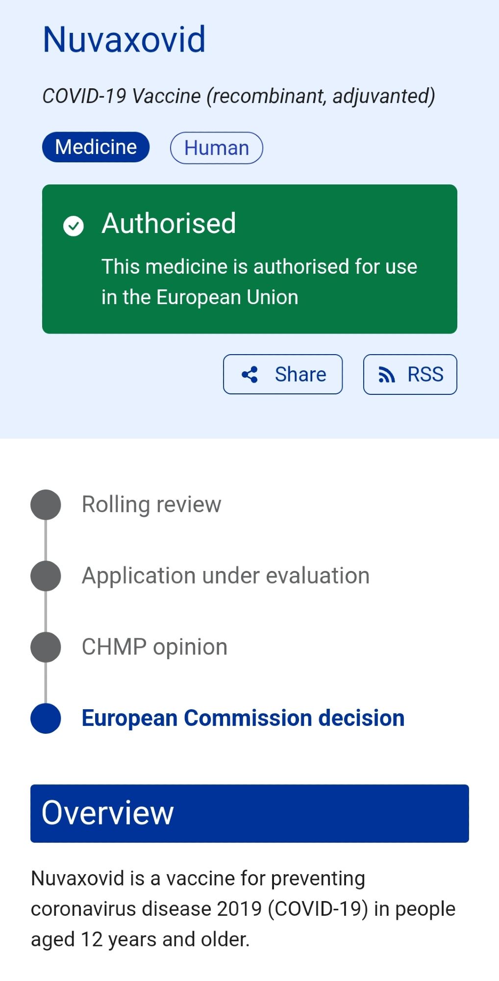 Nuvaxovid

COVID-19 Vaccine (recombinant, adjuvanted)

This medicine is authorised for use in the European Union

Nuvaxovid is a vaccine for preventing coronavirus disease 2019 (COVID-19) in people aged 12 years and older.