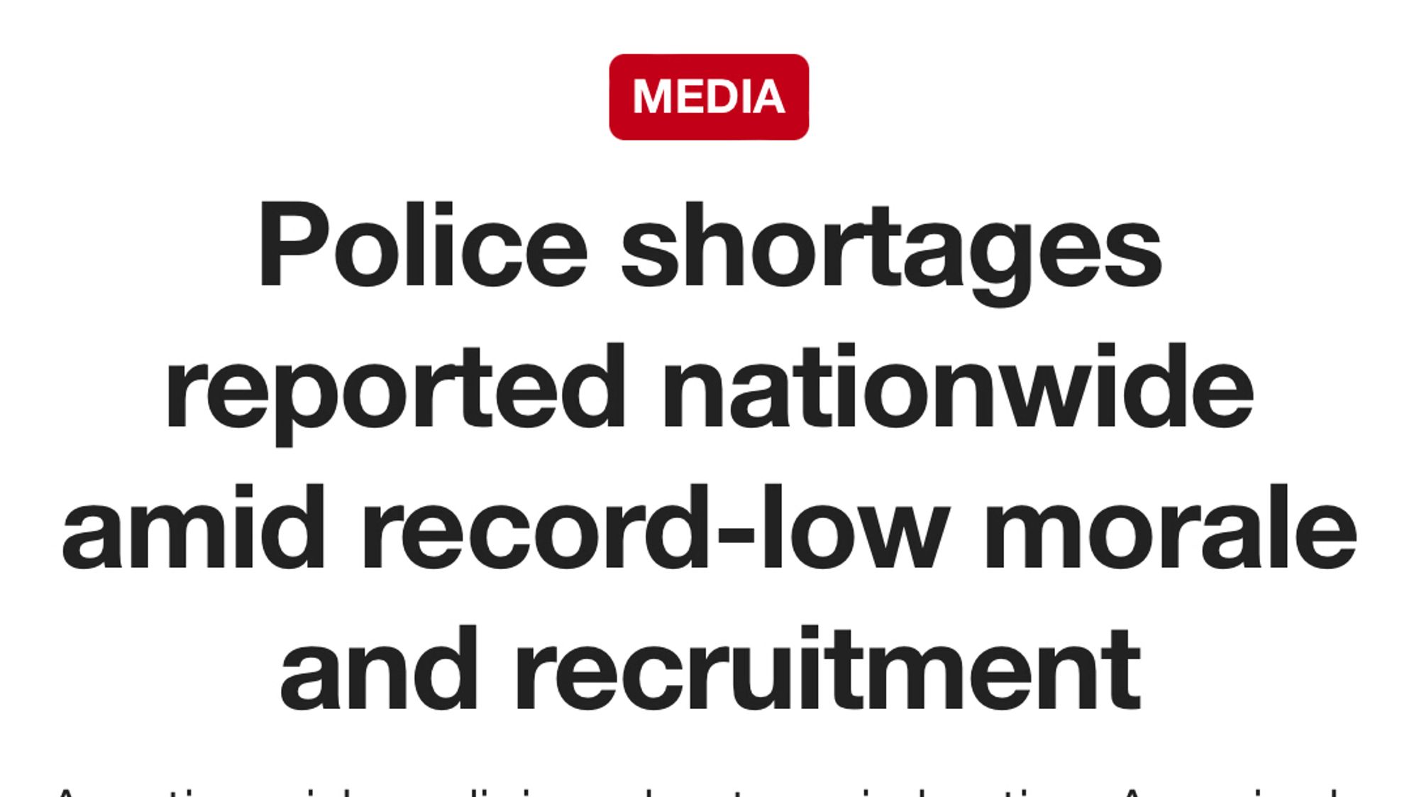 Fox: Police shortages reported nationwide amid record-low morale and recruitment