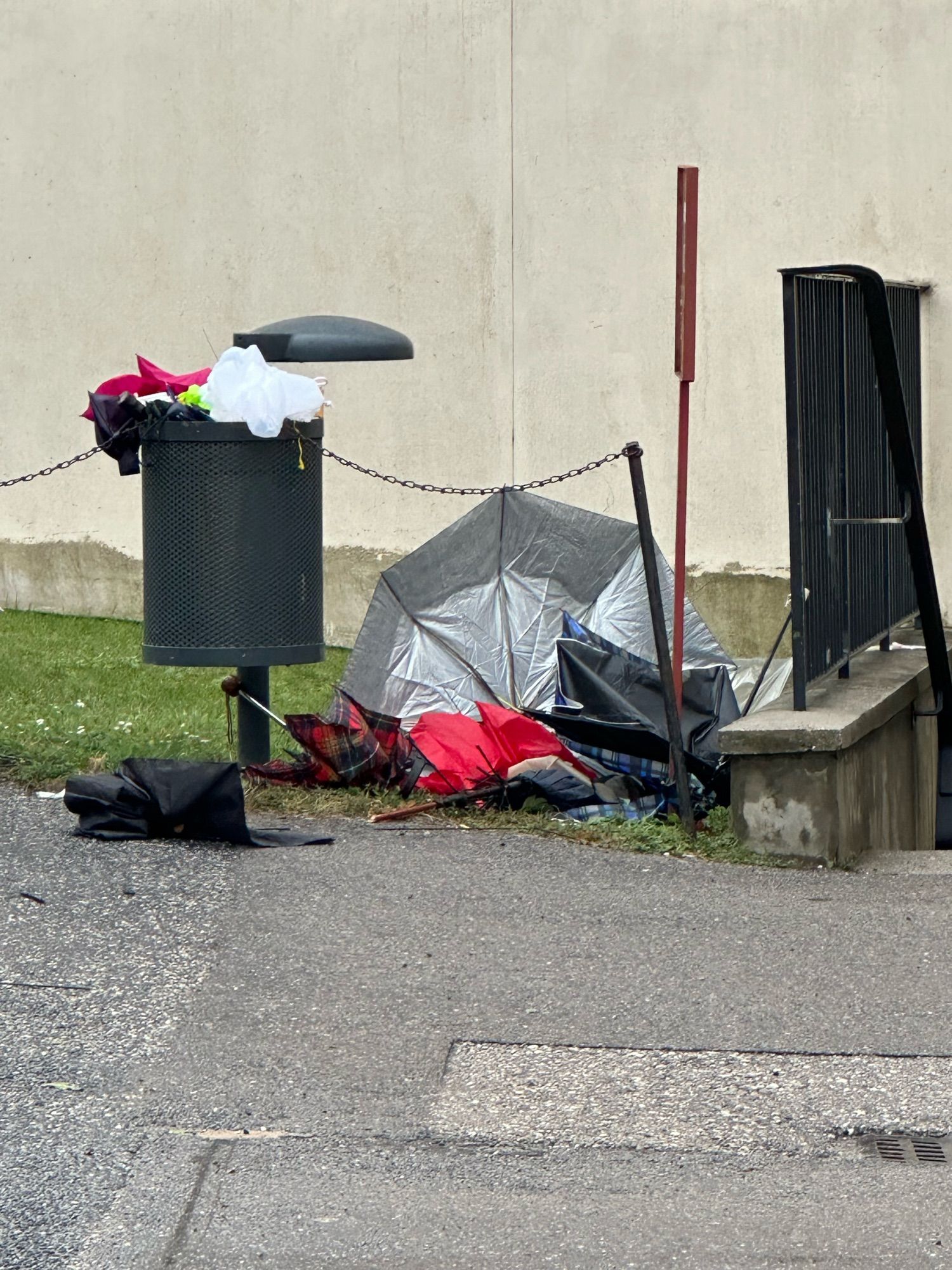 Broken umbrellas