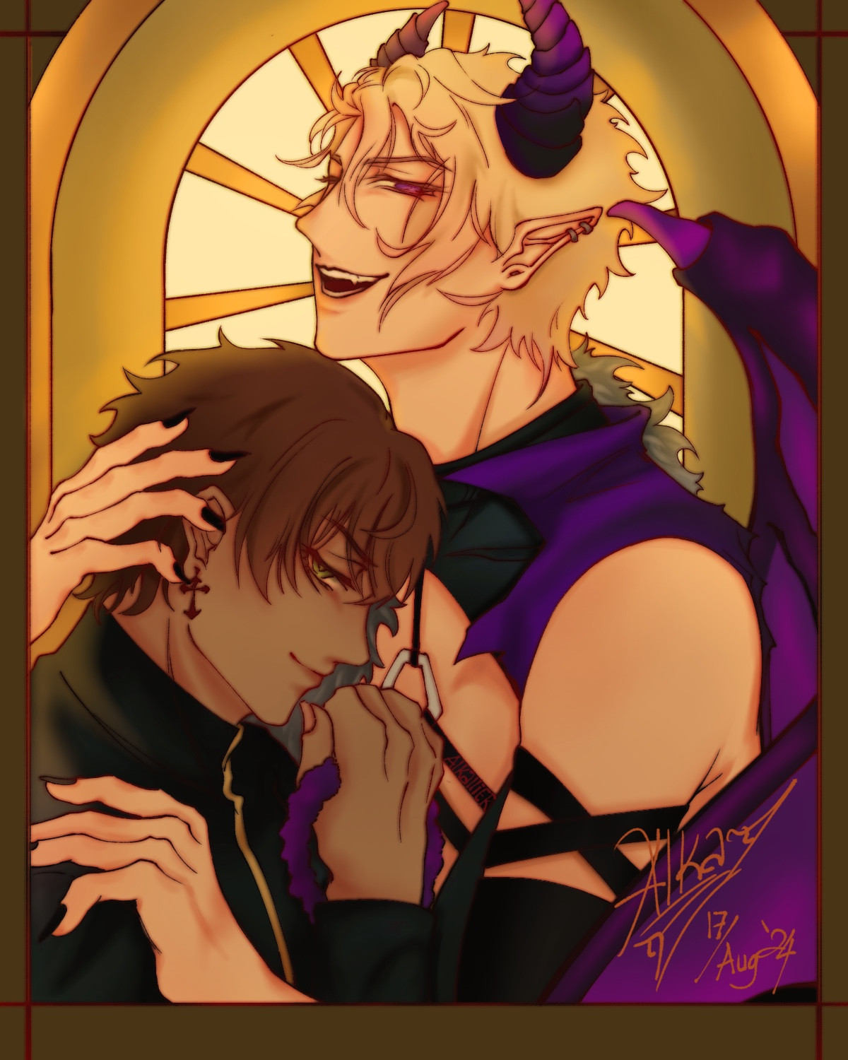 Devil Zanny holding Priest Gale with a smirk on his face