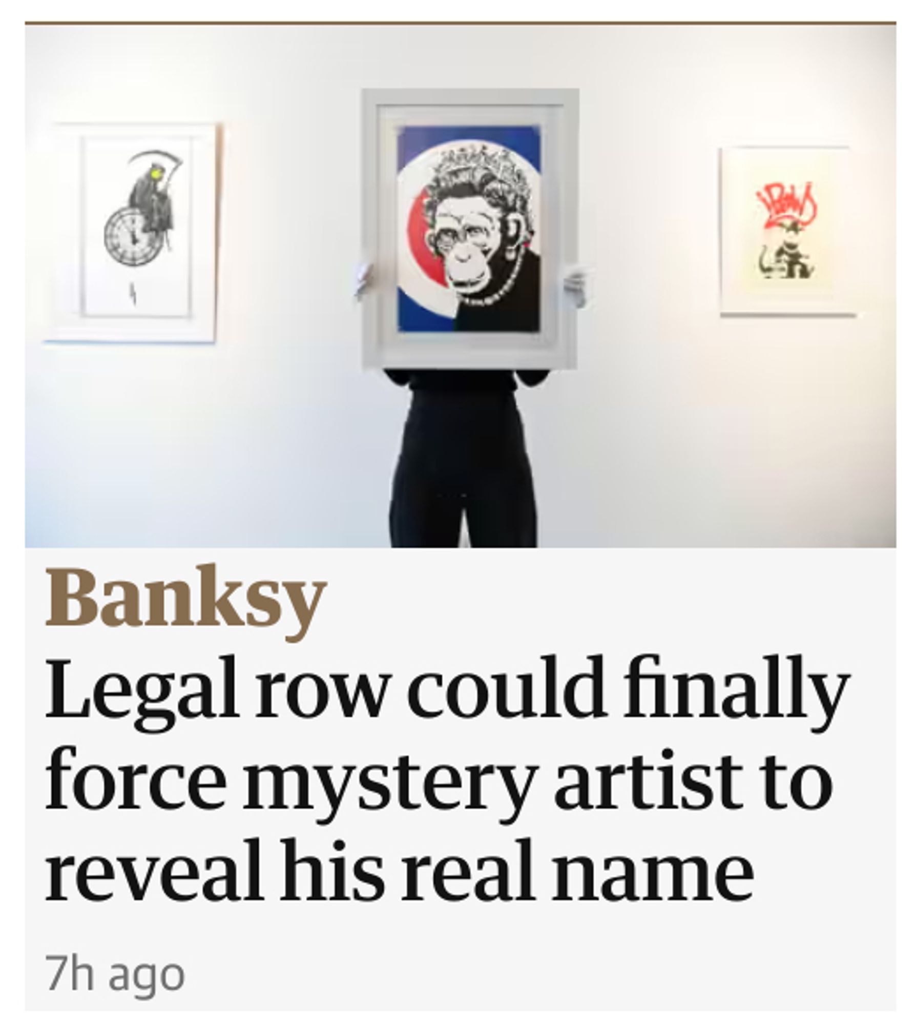 Banksy: legal row could finally force mystery artists to reveal his real name.