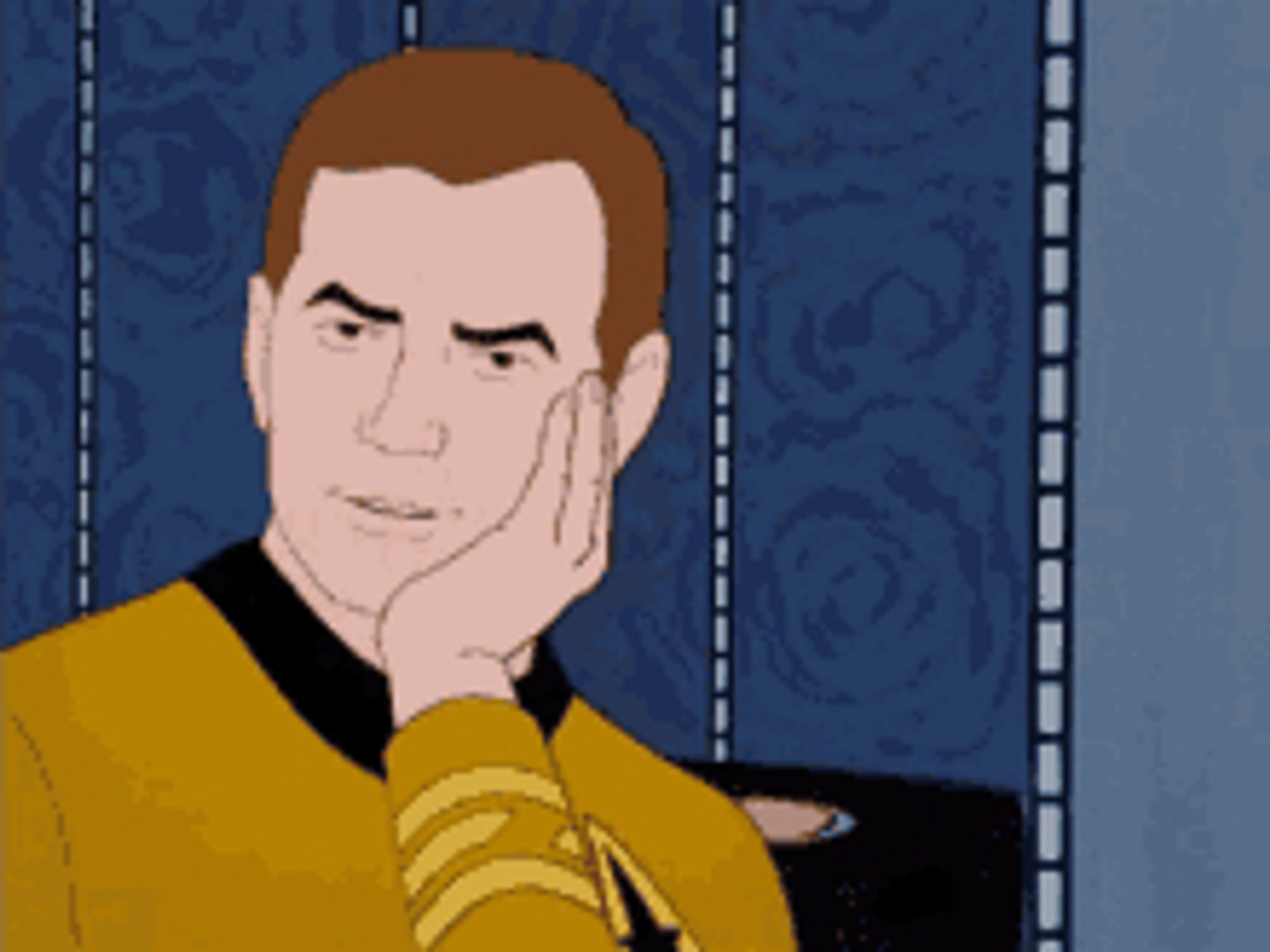 gif of Kirk from Star Trek: The Animated Series looking shocked and covering his mouth