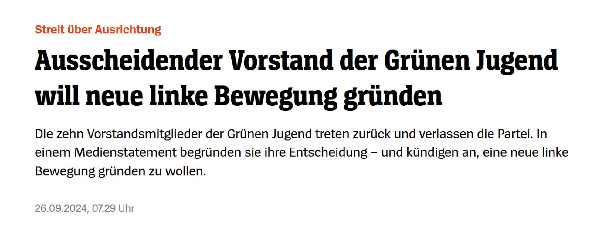 Streit über Ausrichtung Ausscheidender Vorstand der Grünen Jugend will neue linke Bewegung gründen
Die zehn Vorstandsmitglieder der Grünen Jugend treten zurück und verlassen die Partei. In einem Medienstatement begründen sie ihre Entscheidung – und kündigen an, eine neue linke Bewegung gründen zu wollen.